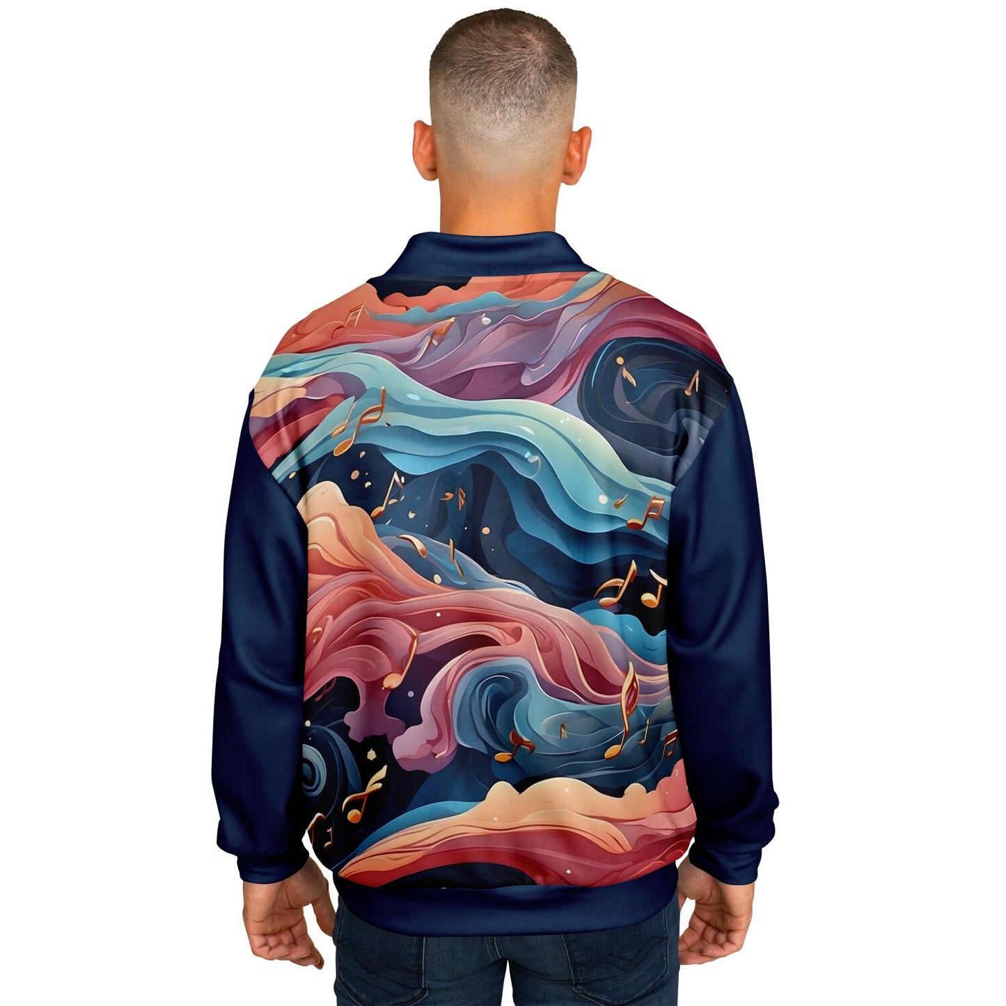 Musical Rainbow Baseball Jacket - Custom Bomber Jacket with Artistic Print