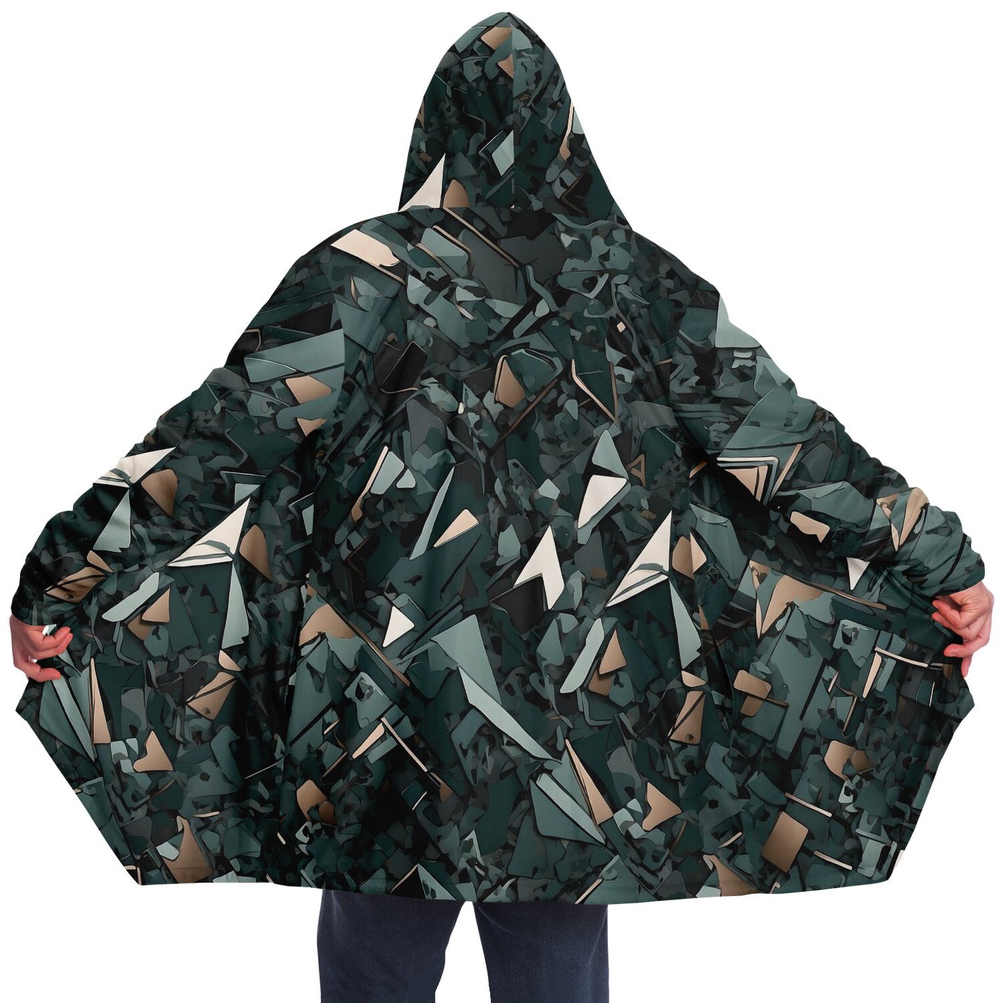 Modern Camo Hooded Cloak - Durable Fleece Cloak with Abstract Camo Pattern