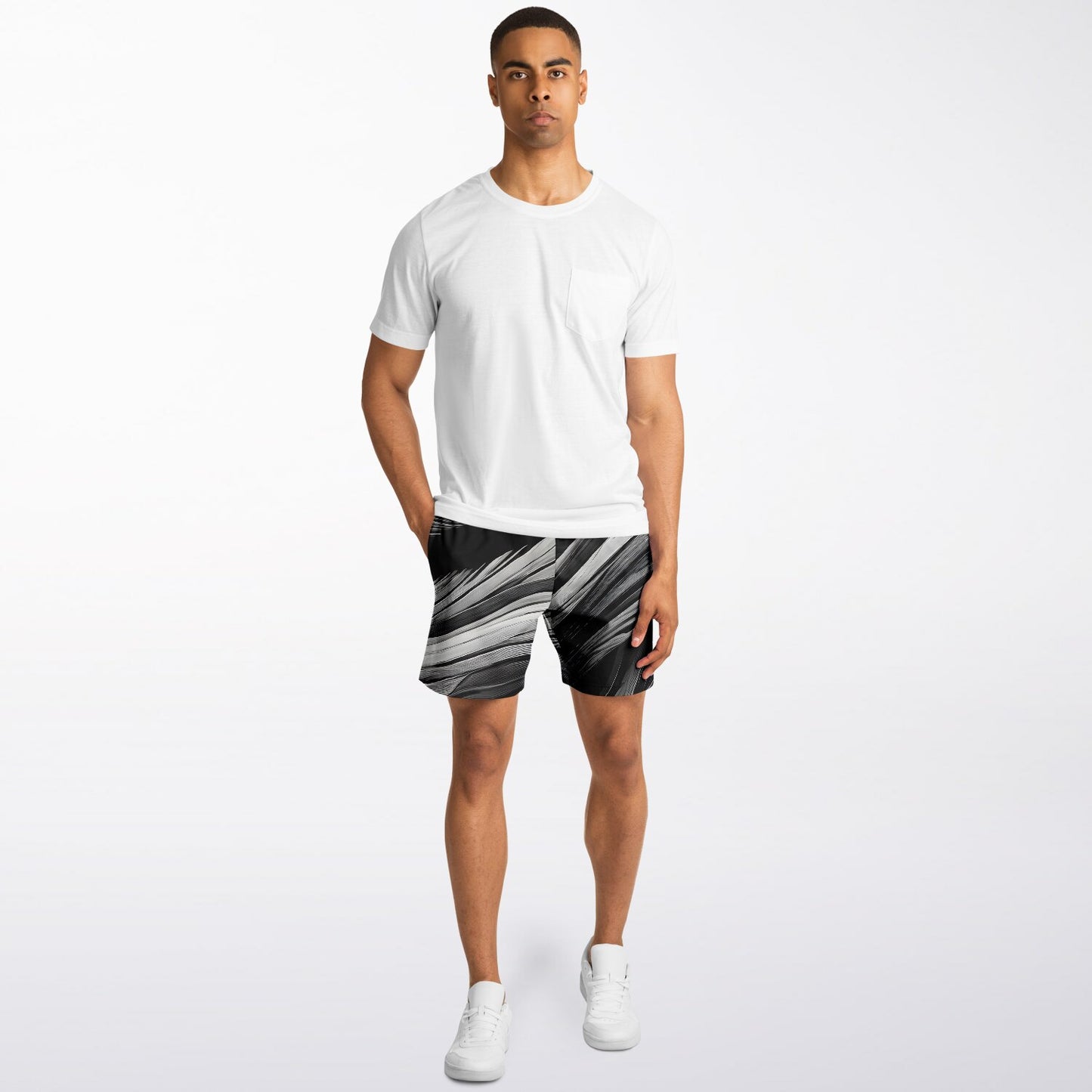 Black and White Swirls Athletic Shorts