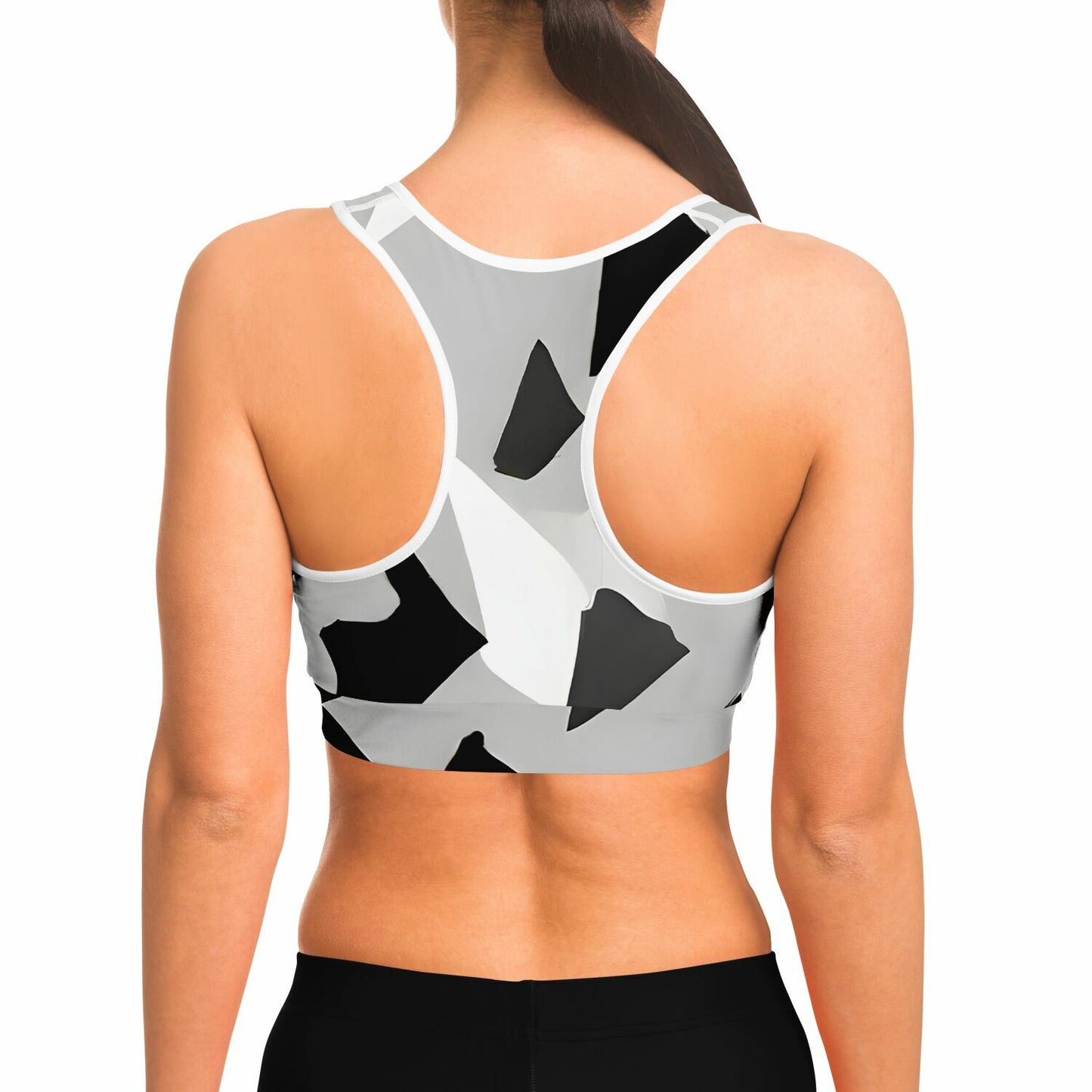 Geometric Triangle Print Sports Bra