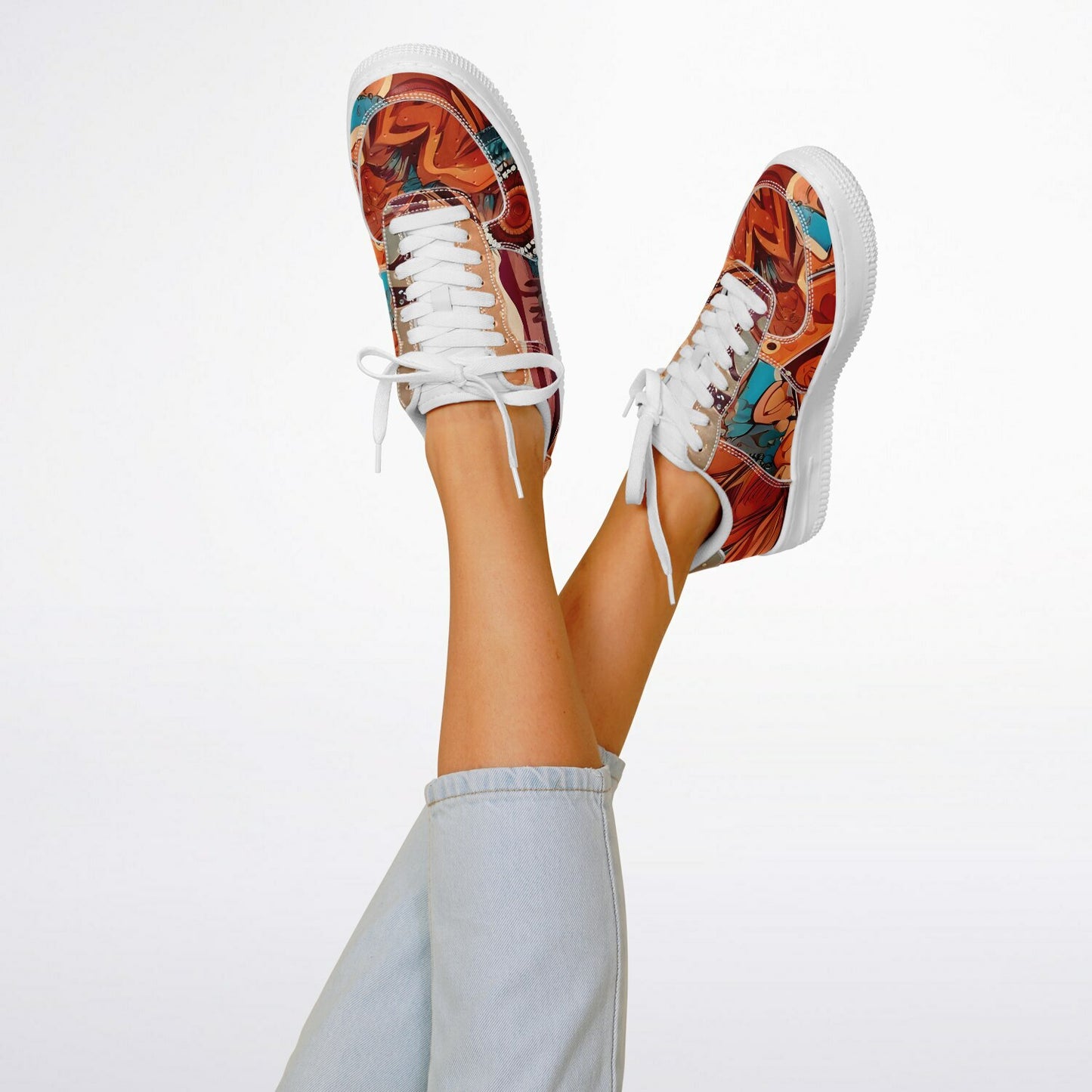 Boho Sunflower Festival Trainers - Rave Shoes with Bright Abstract Pattern