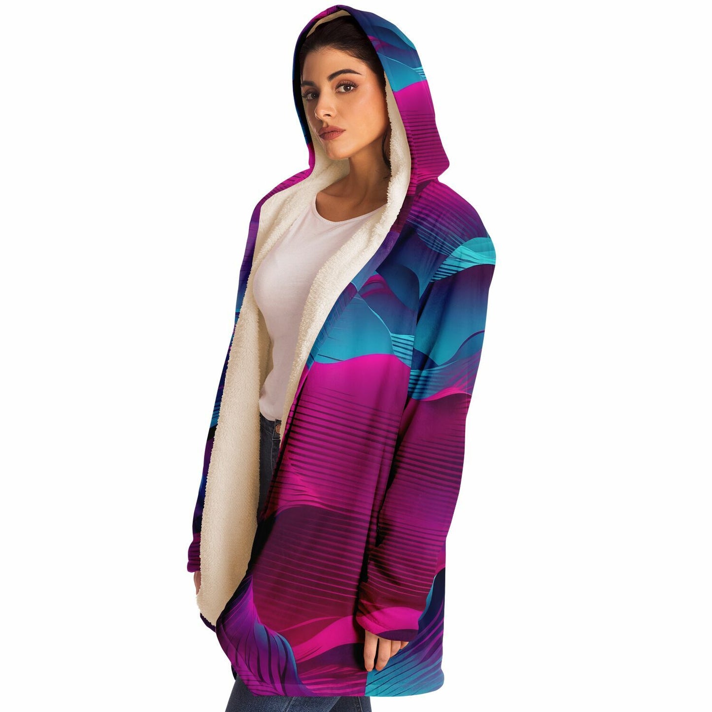 Electric Pink Hooded Cloak - Fleece Cloak Ideal for Raves and Festivals