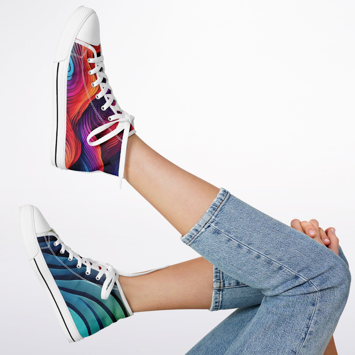 Neon Rainbow High Tops - Rave Shoes with A Bold Style and All-Day Comfort