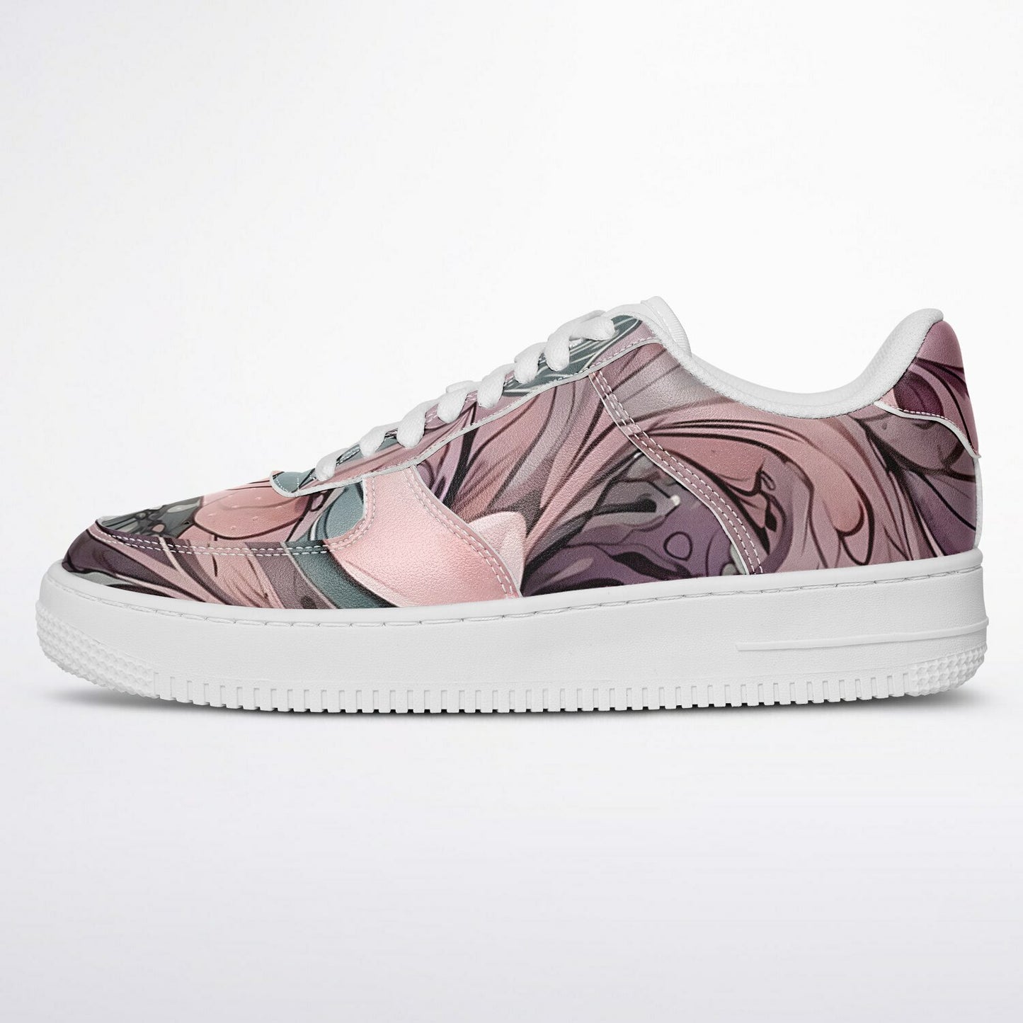 Lavender Boho Flowers Festival Trainers - Durable Rave Shoes with Pastel Floral Pattern