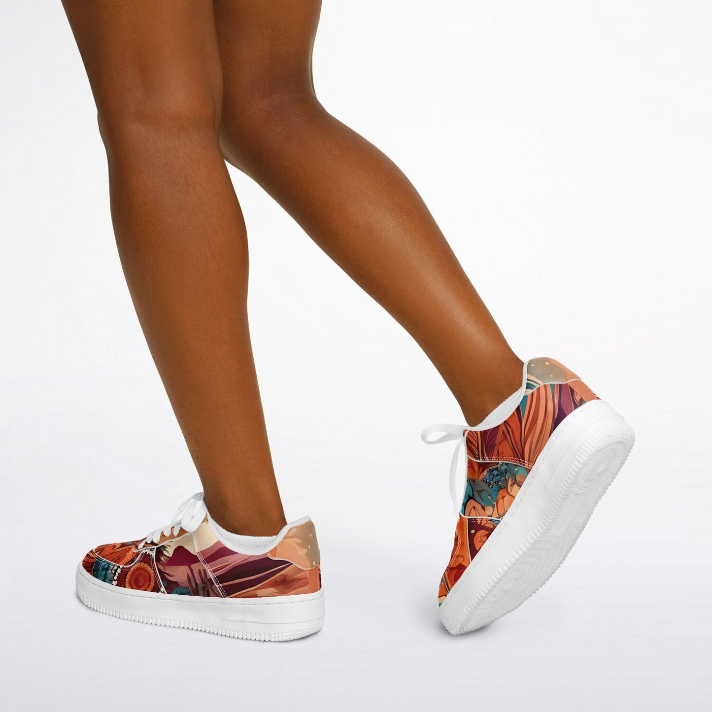 Boho Sunflower Festival Trainers - Rave Shoes with Bright Abstract Pattern