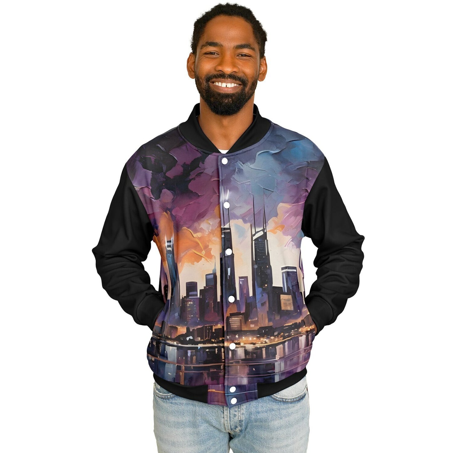 Artistic Bomber Jacket - Rave Wear with Nightlife Design