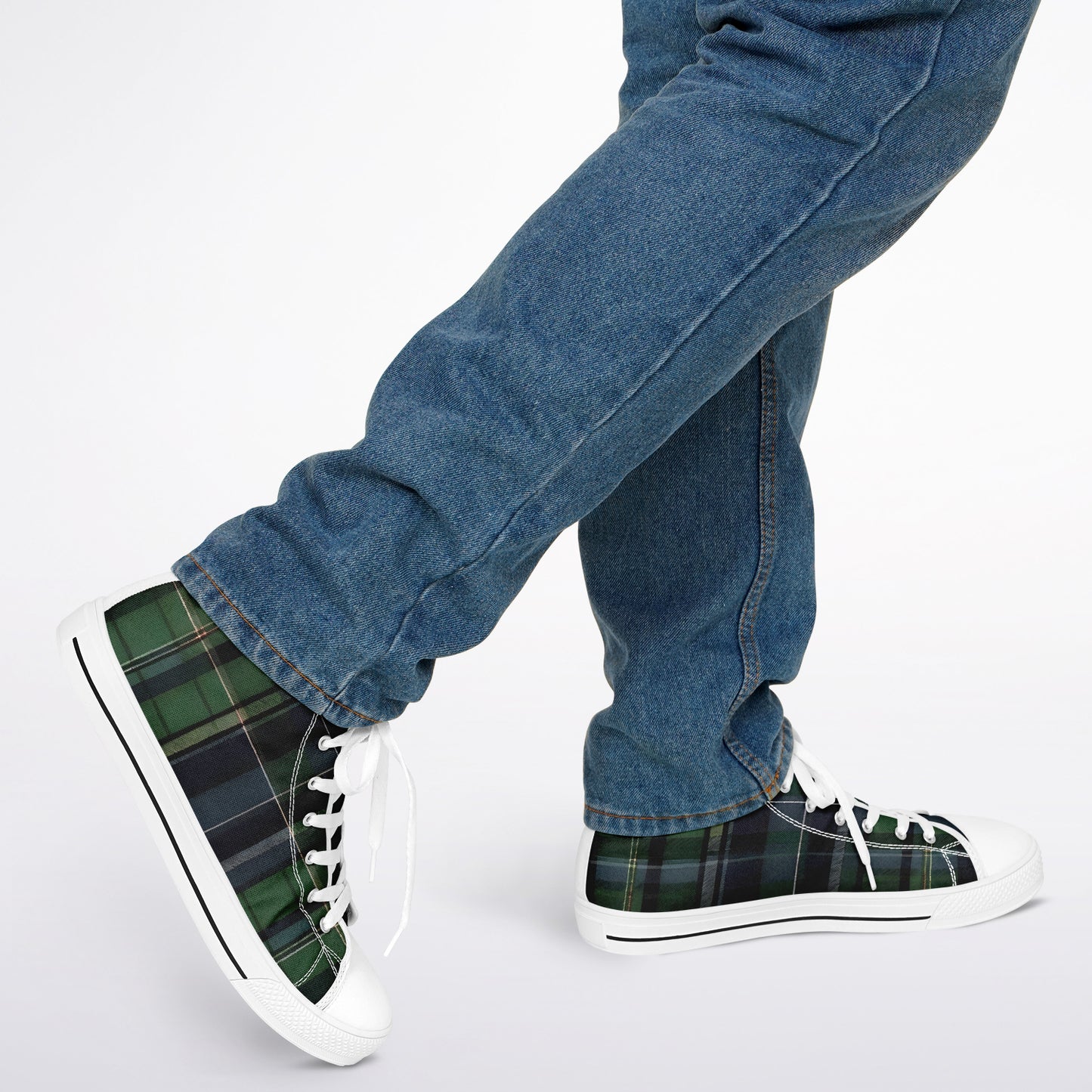Green Tartan High Tops - Festival Sneakers