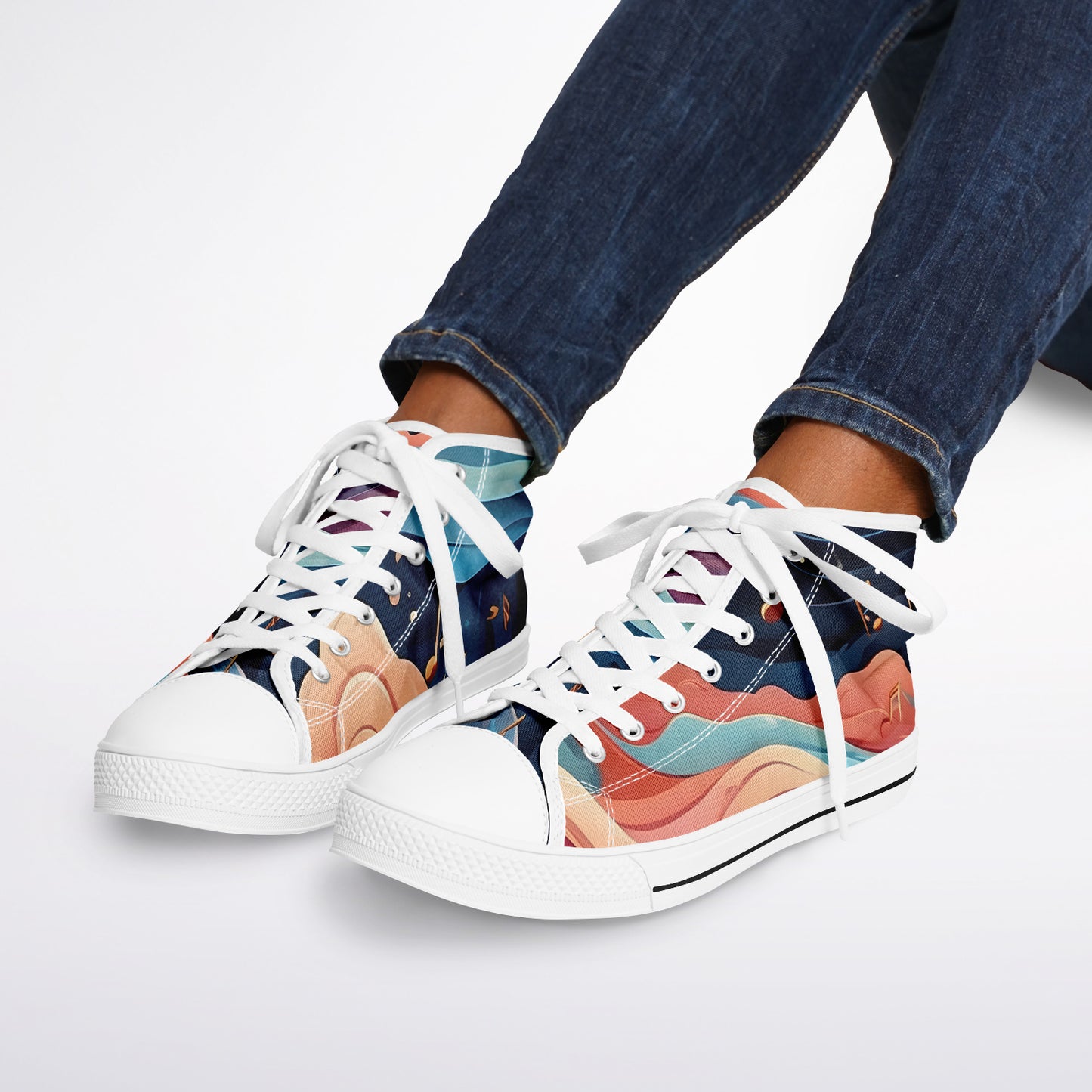 Musical Rainbow High Tops - Rave Shoes with A Bold Style and All-Day Comfort