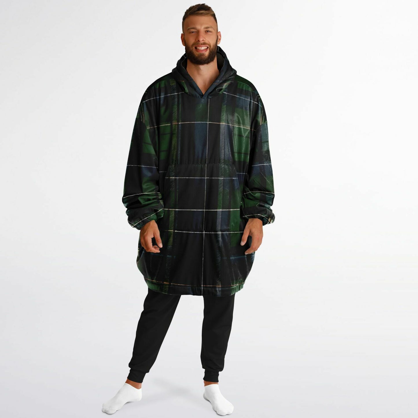 Green Tartan Snug Hoodie - Fleece Hoodie - Essential Hoodie