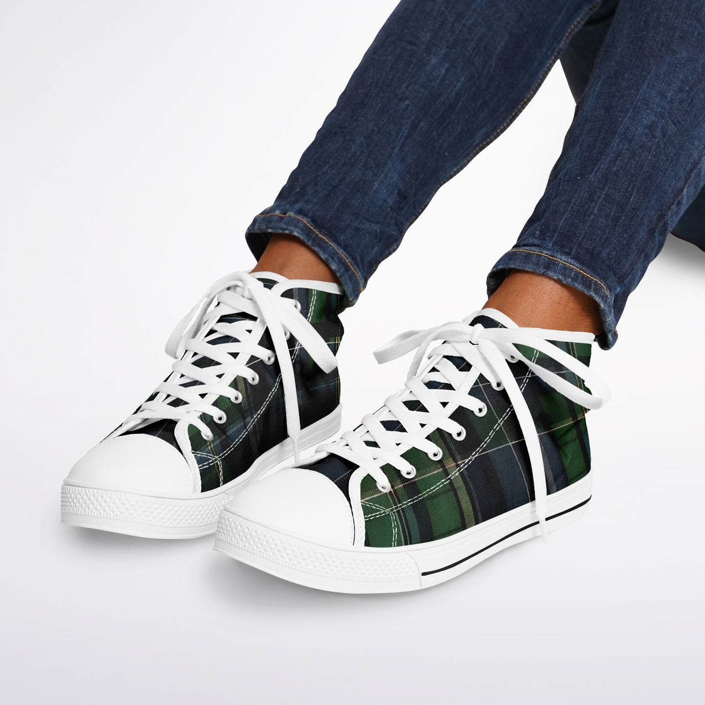 Green Tartan High Tops - Festival Sneakers