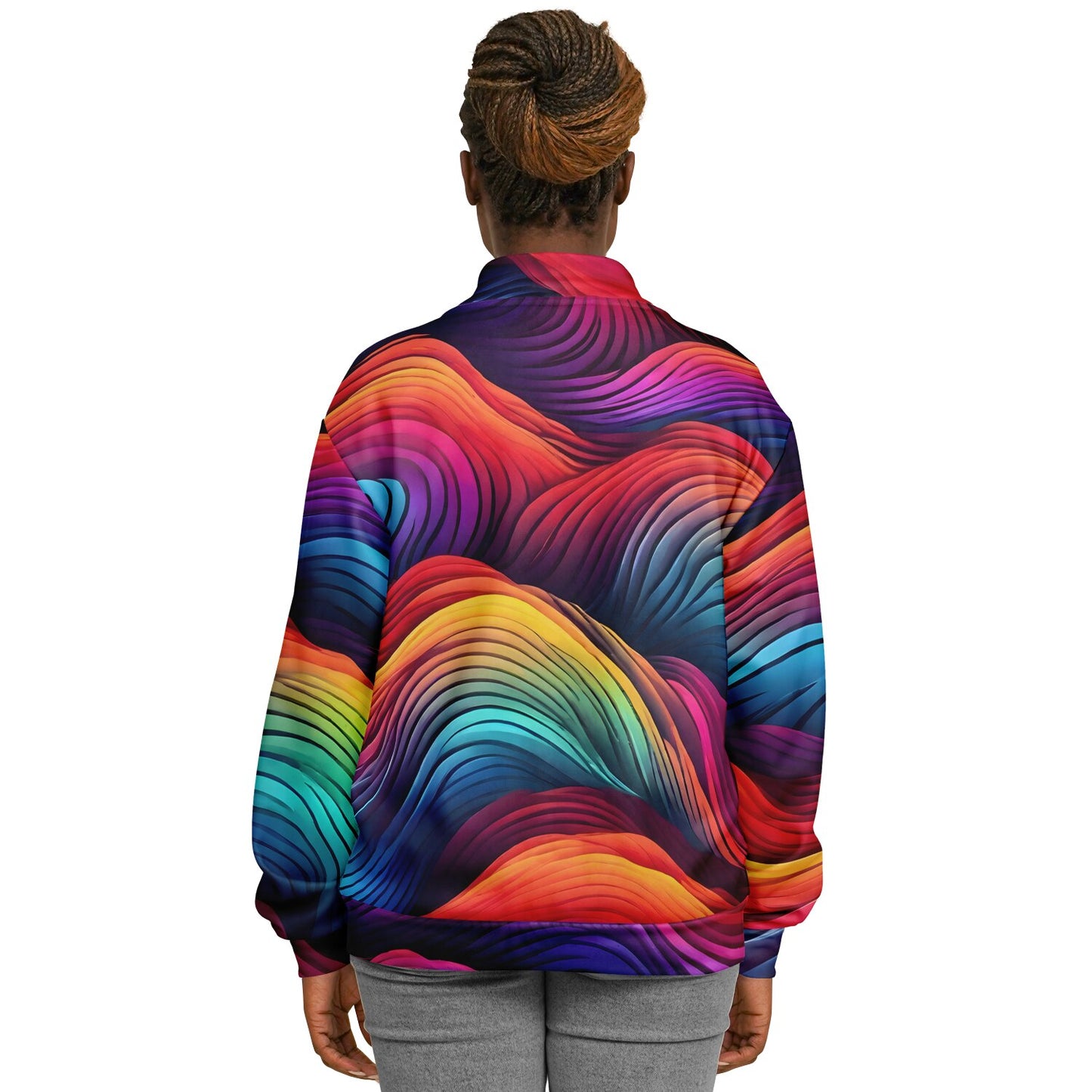 Neon Rainbow Baseball Jacket - Custom Bomber Jacket with Artistic Print