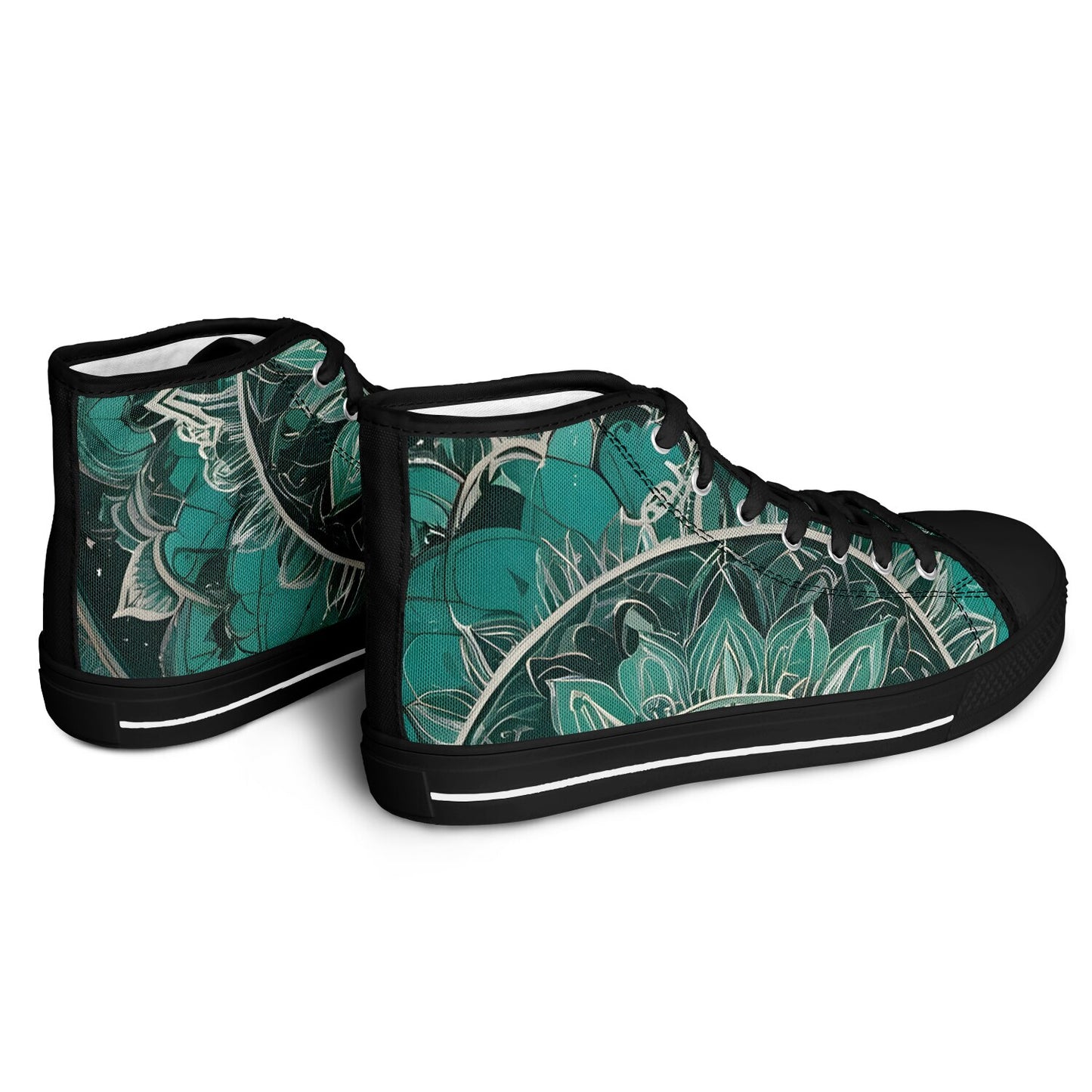 Green Mandala High Tops - Rave Shoes with A Bold Style and All-Day Comfort
