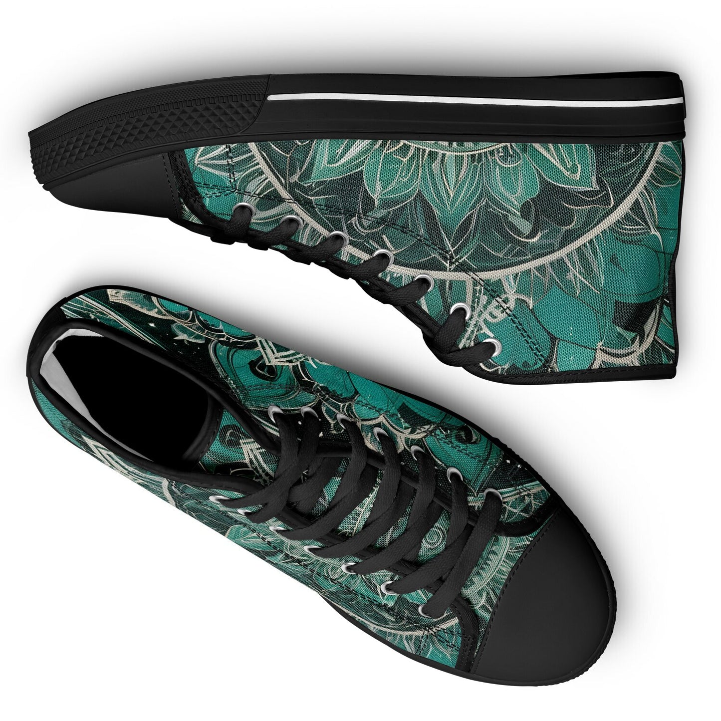 Green Mandala High Tops - Rave Shoes with A Bold Style and All-Day Comfort
