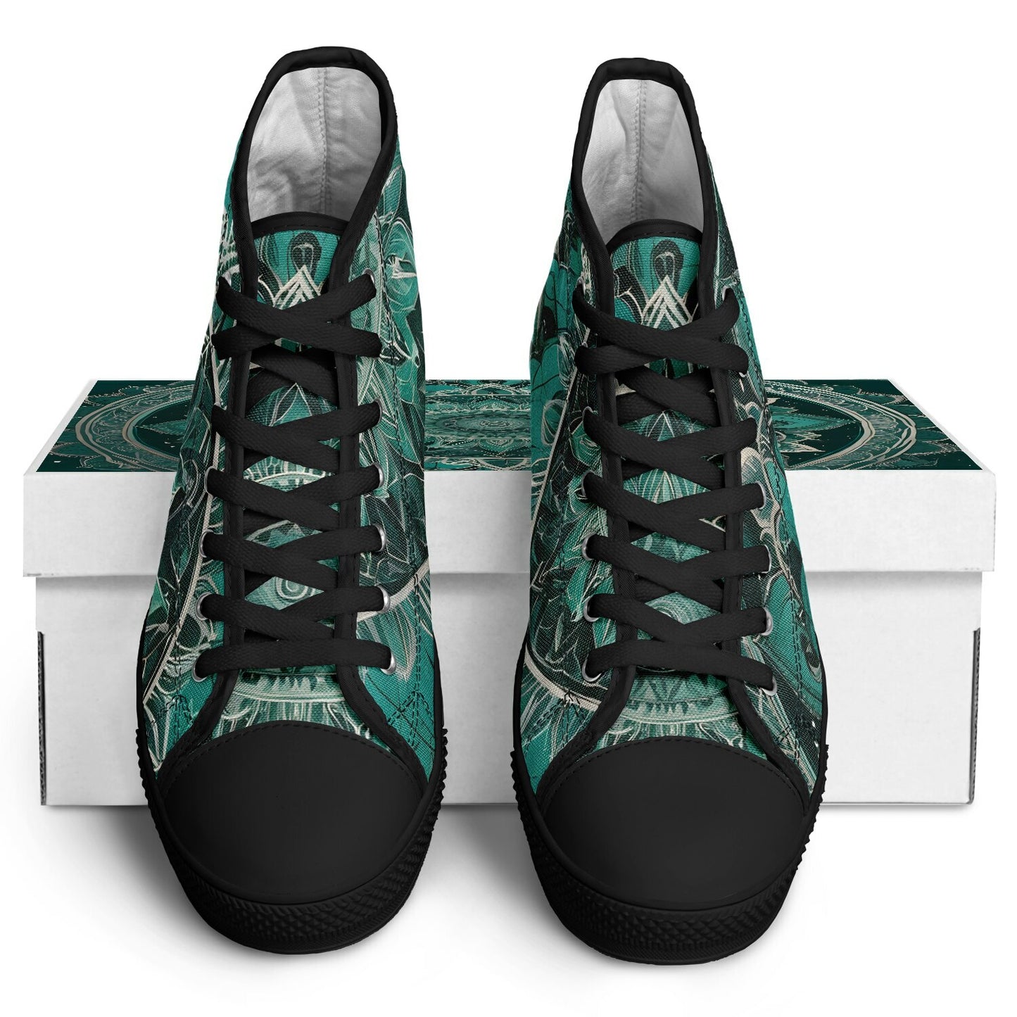 Green Mandala High Tops - Rave Shoes with A Bold Style and All-Day Comfort