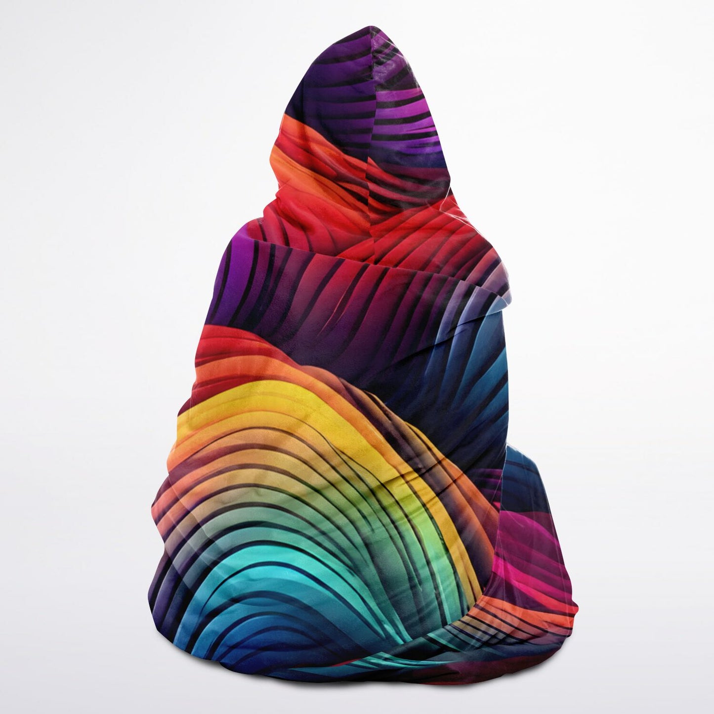 Neon Rainbow Hooded Blanket - Ultra-Soft Hoodie Blanket with Colourful Neon Pattern