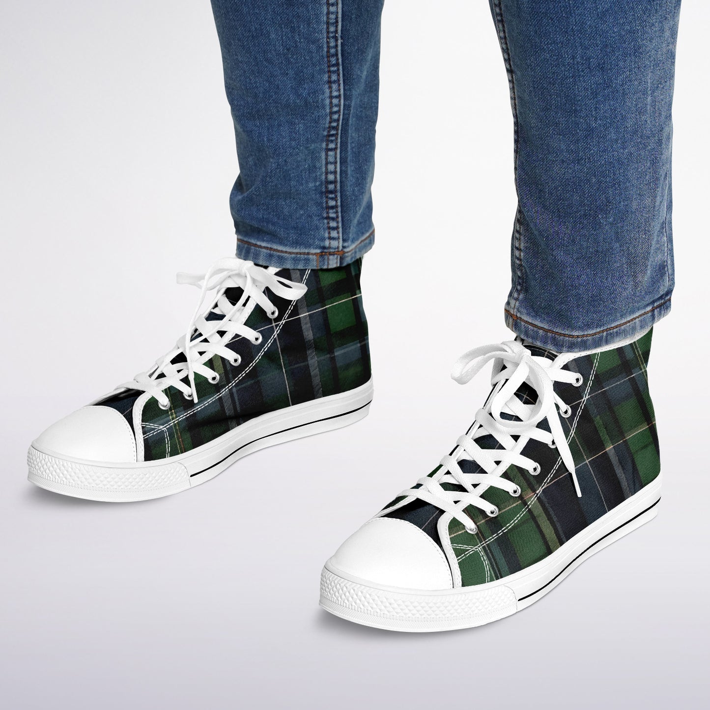 Green Tartan High Tops - Festival Sneakers