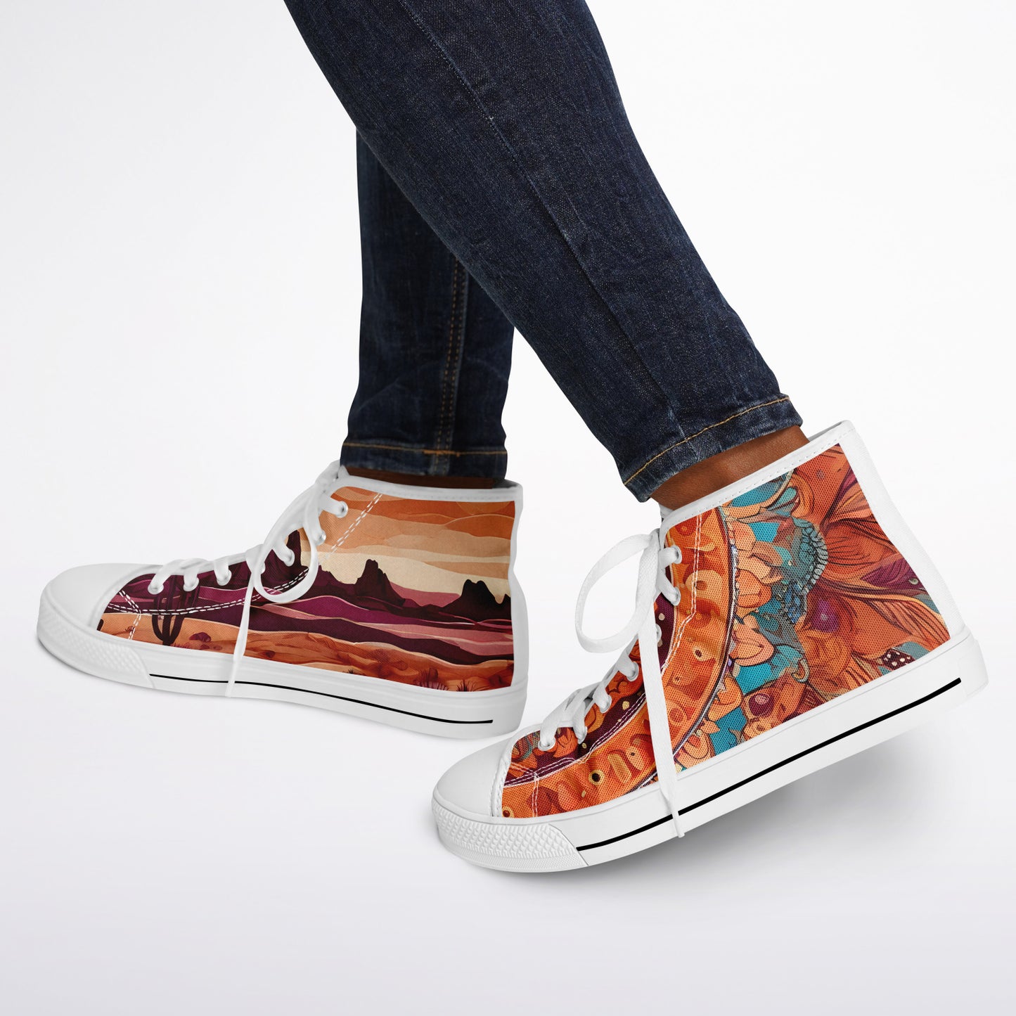 Boho Desert High Tops - Rave Shoes with Festival Desert Print and Bright Colours