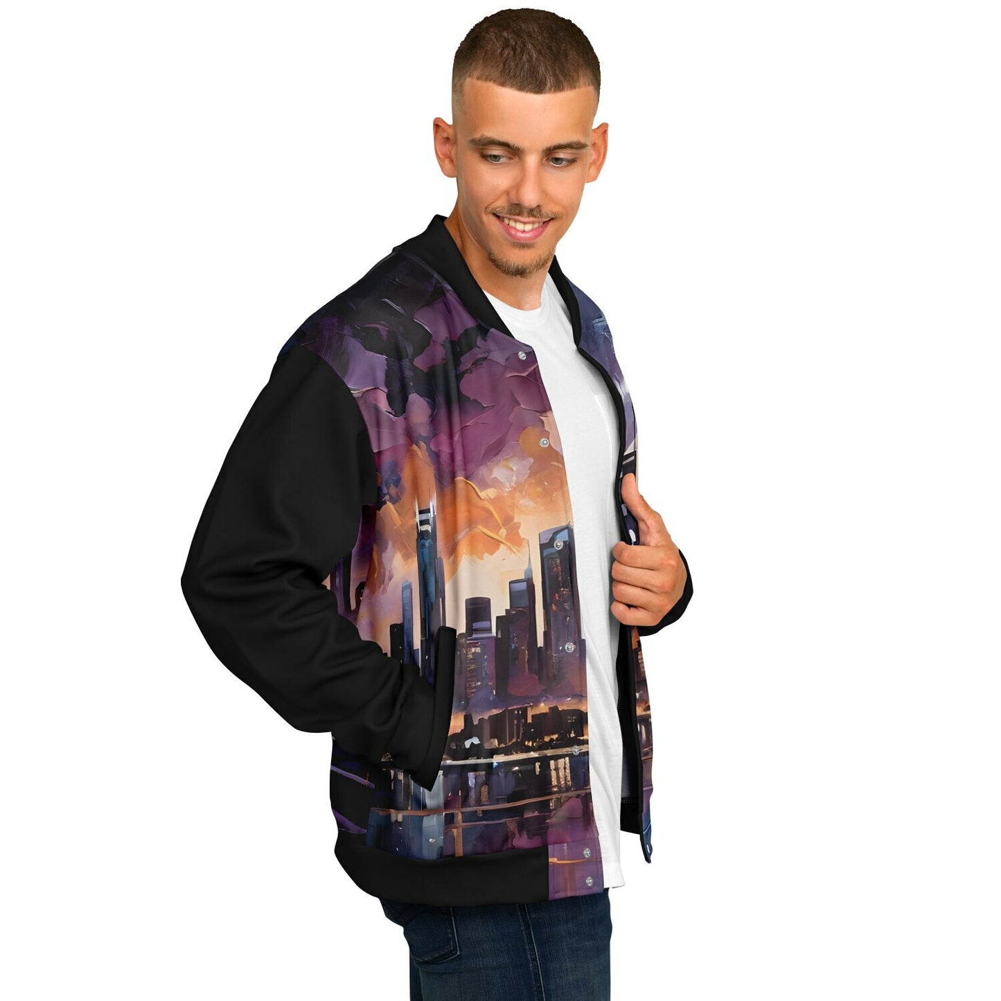 Artistic Bomber Jacket - Rave Wear with Nightlife Design