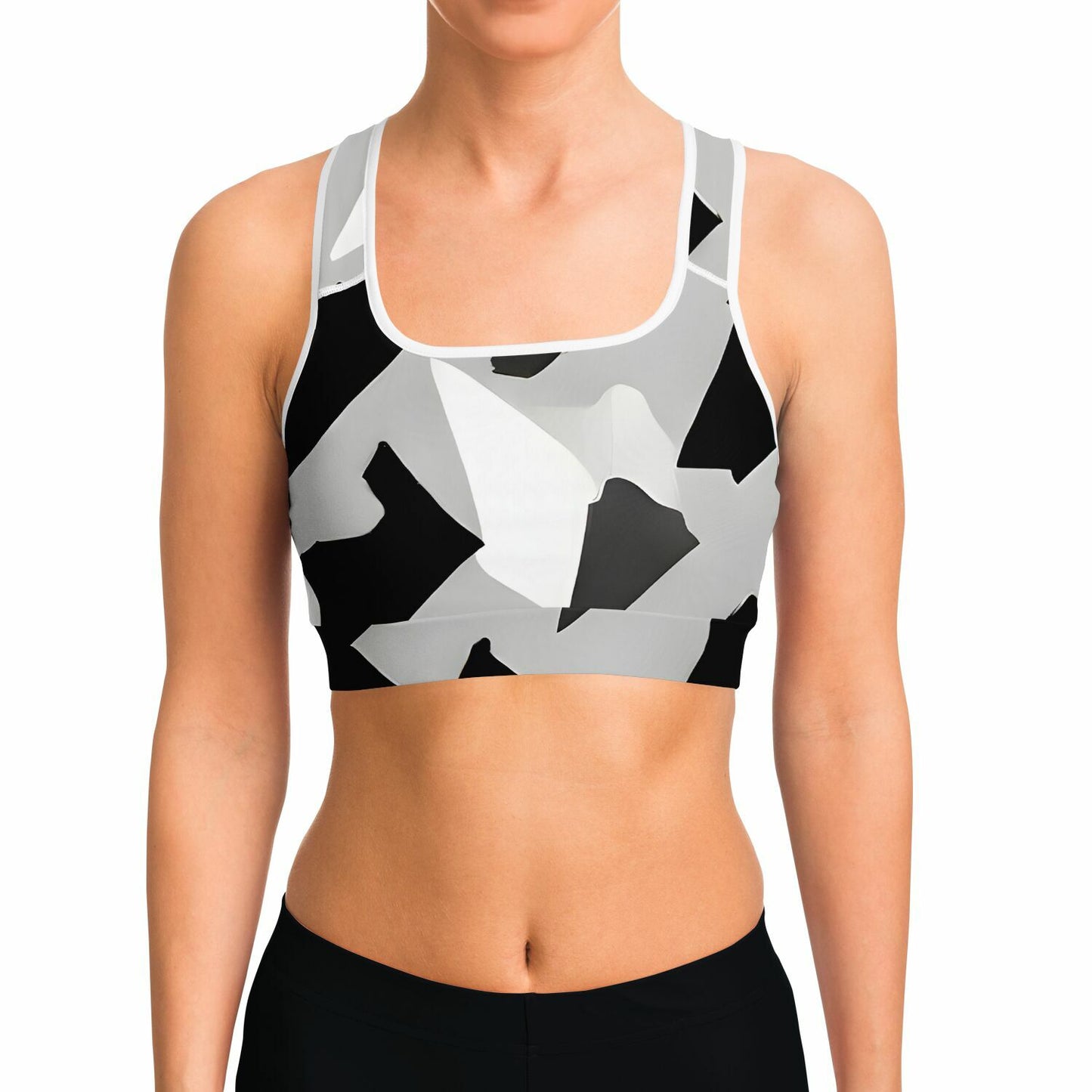 Geometric Triangle Print Sports Bra