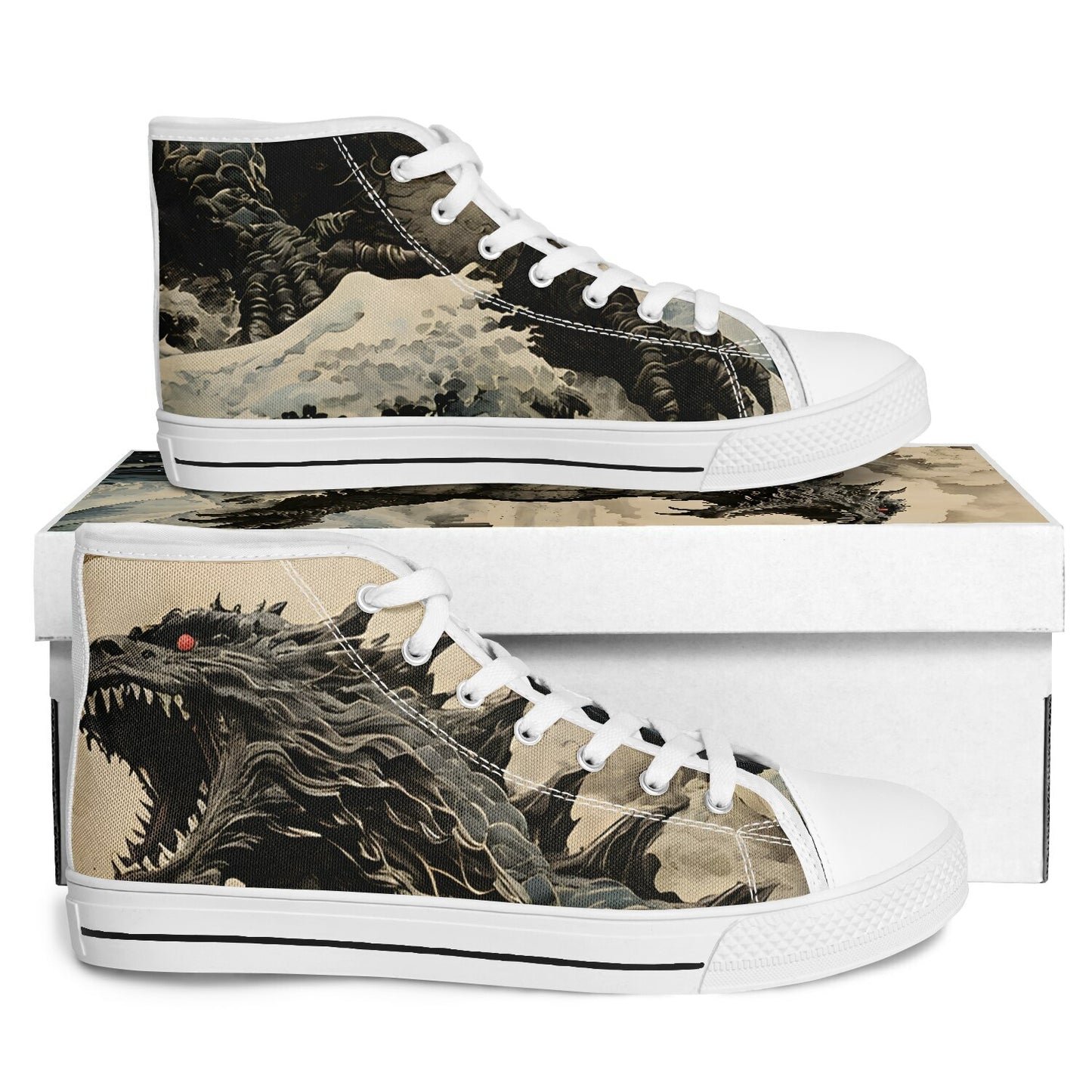 Godzilla High Tops - Rave Shoes with Monster Art Print