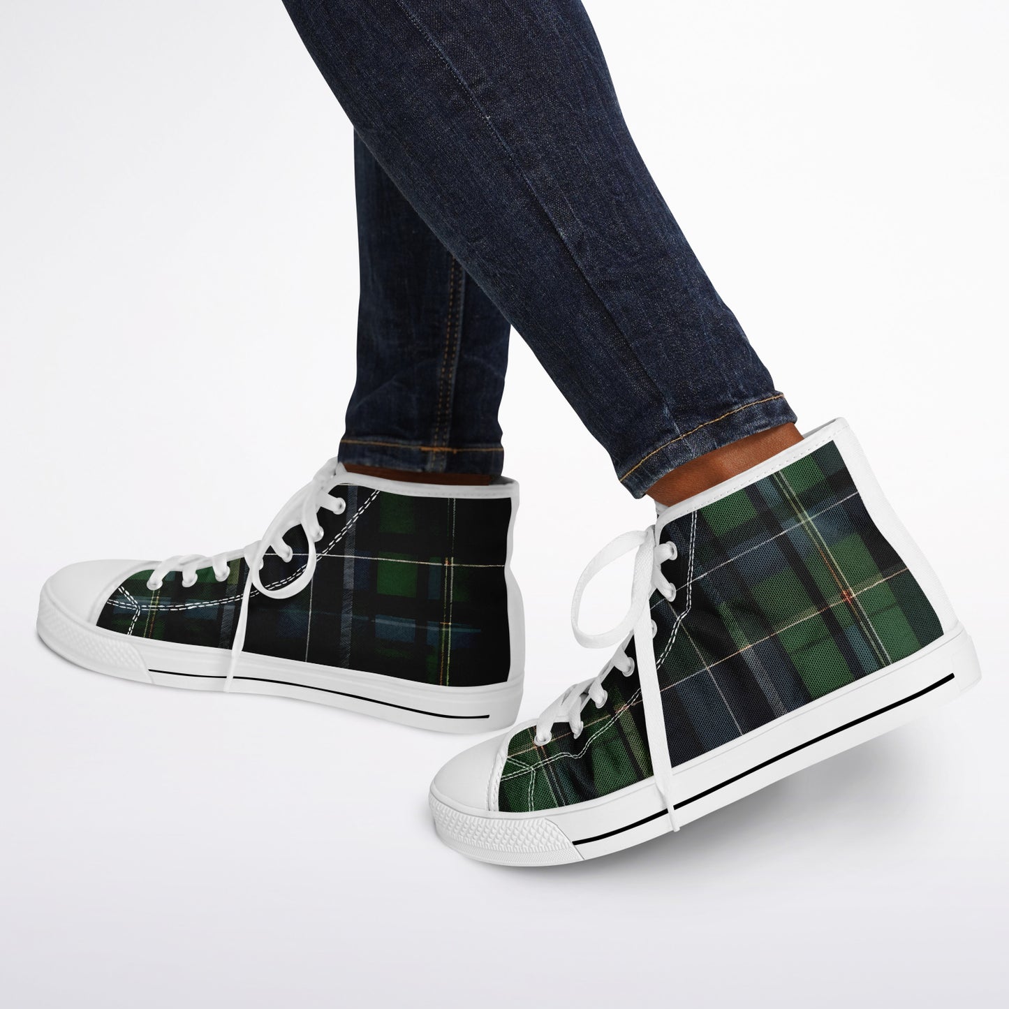 Green Tartan High Tops - Festival Sneakers