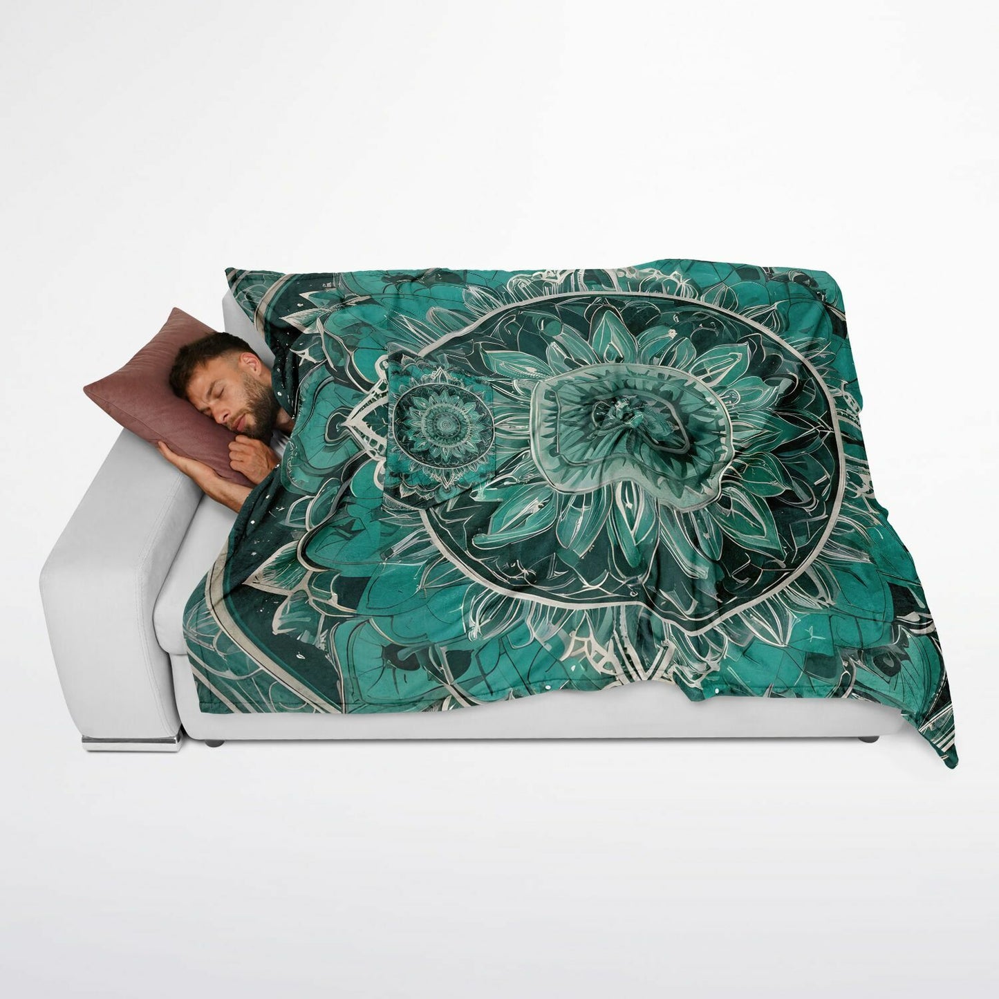 Green Mandala Flannel Blanket Poncho - Fleece Festival Poncho
