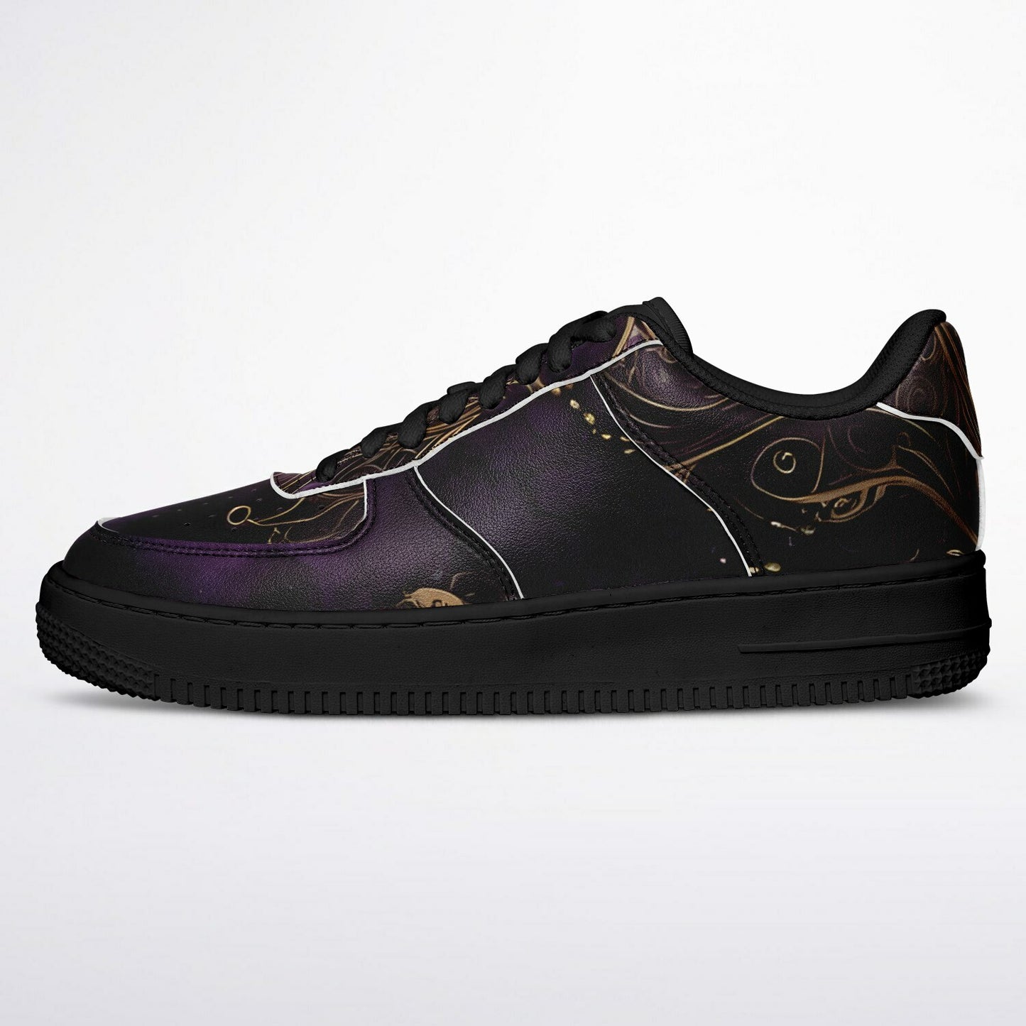 Celestial Purple Boho Rave Shoes - Durable Festival Trainers with Purple and Gold Accents