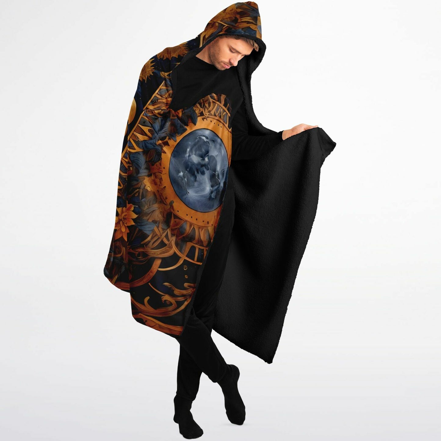 Boho Hooded Blanket - Festival Style Sherpa Fleece with Boho Woman Artwork