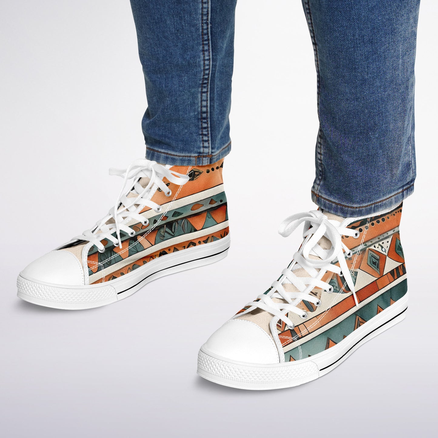 Bohemian High Tops - Abstract Unisex Festival Trainers with Bright Patterns