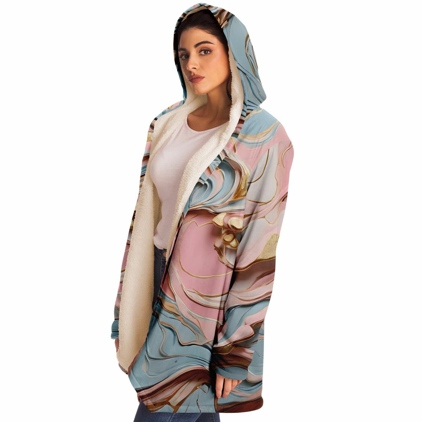 Bubblegum Festival Hooded Cloak - Sherpa Fleece with Fun Festival Aesthetics