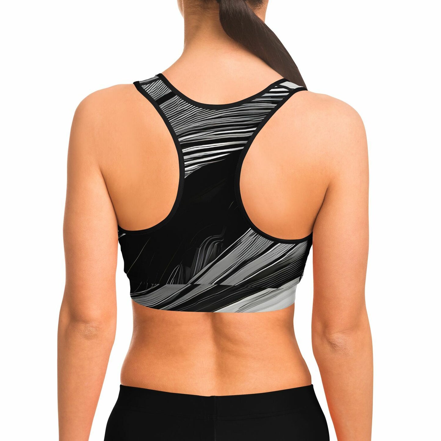 Black & White Swirl Sports Bra