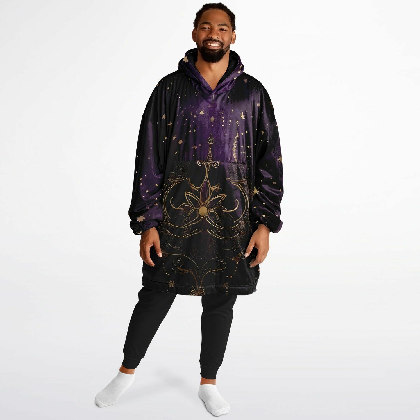 Celestial Purple Snug Hoodie - Festival Fleece Wearable Hoodie - Essentials Hoodie