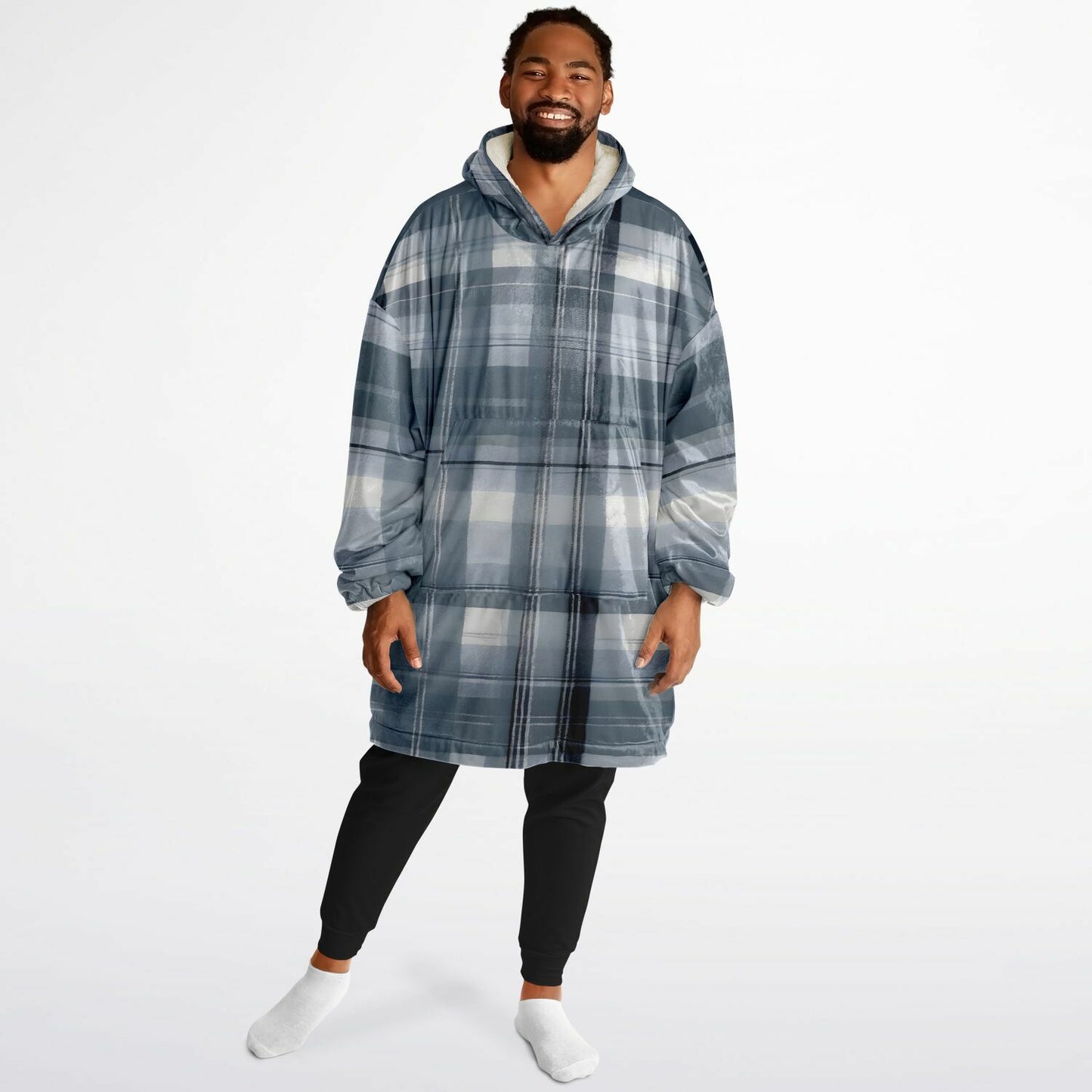 Blue Tartan Snug Hoodie - Fleece Hoodie - Essentials Hoodie