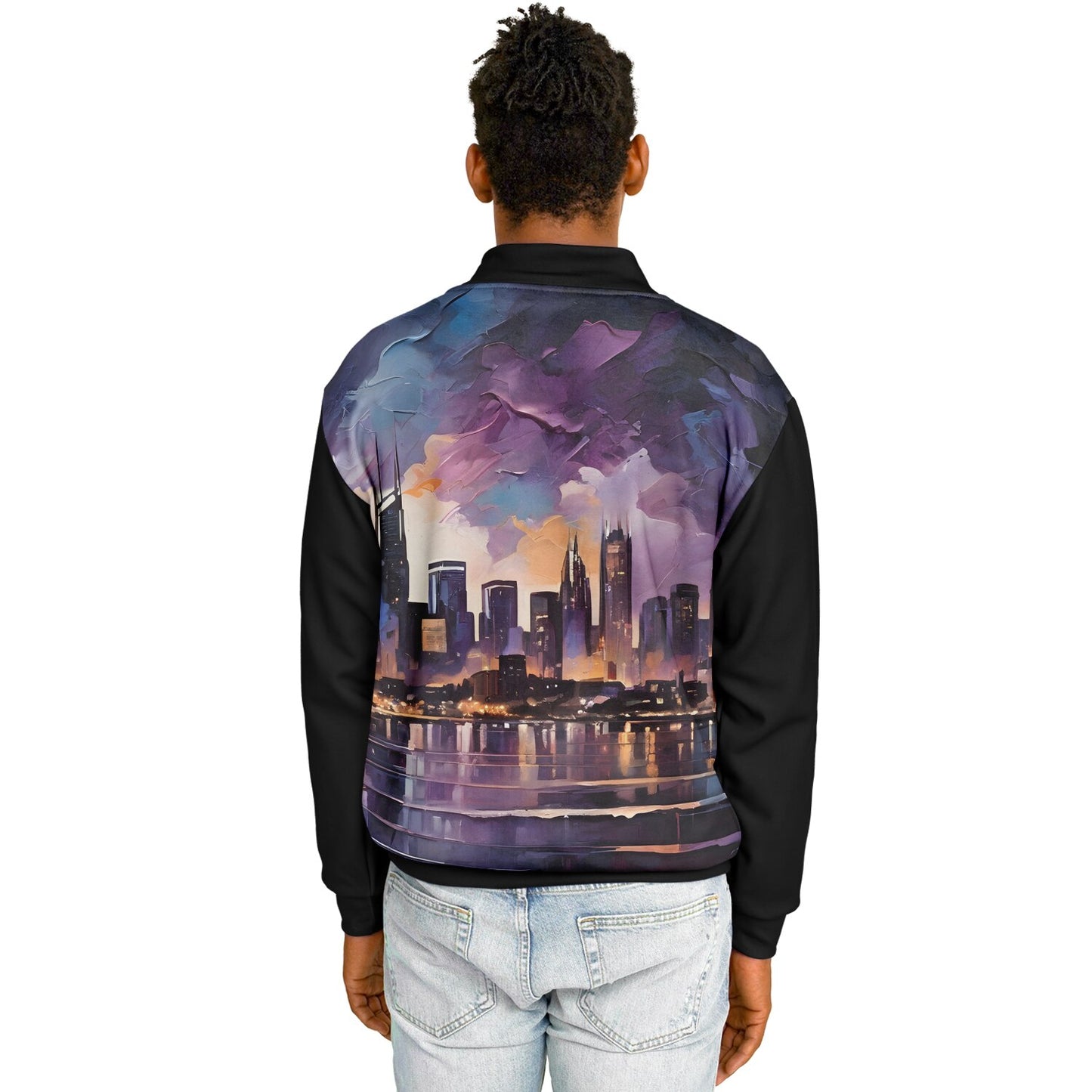 Artistic Bomber Jacket - Rave Wear with Nightlife Design