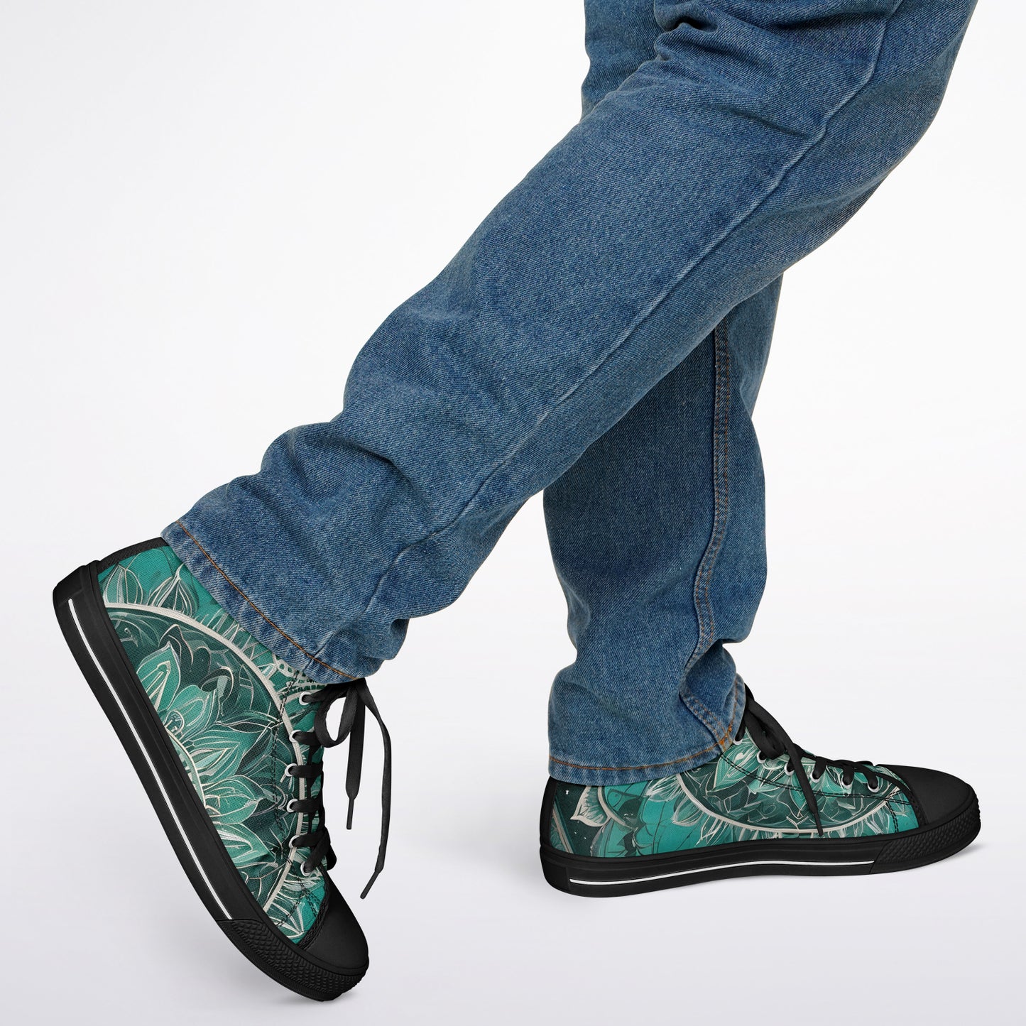 Green Mandala High Tops - Rave Shoes with A Bold Style and All-Day Comfort