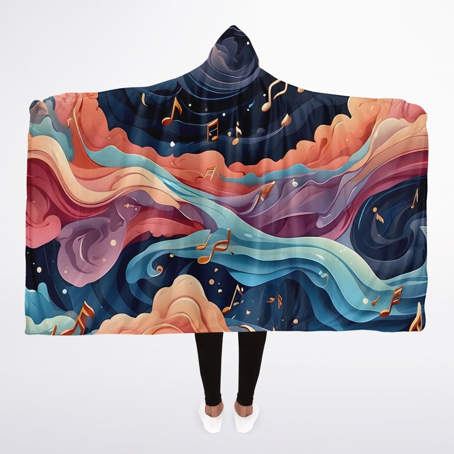 Musical Rainbow Hooded Blanket - Ultra-Soft Hoodie Blanket with Whimsical Rainbow Pattern