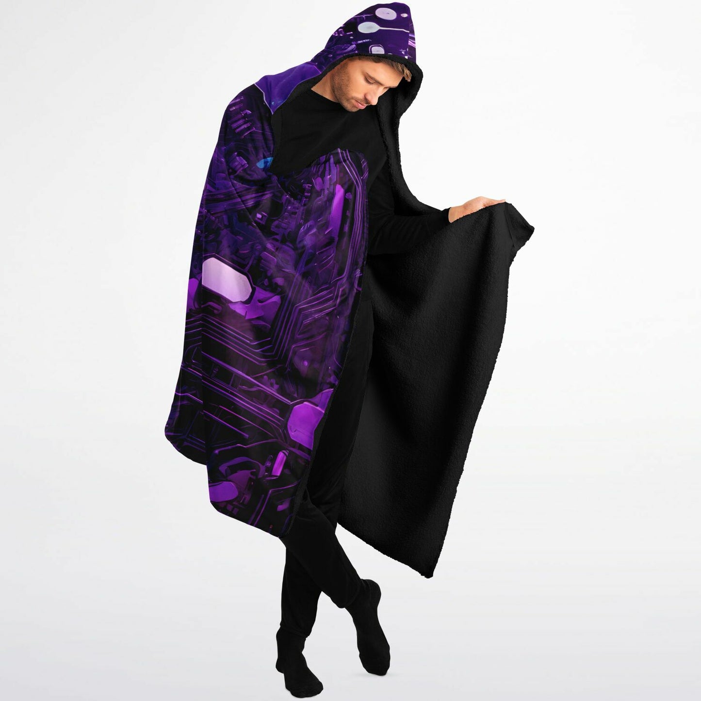 Purple Hardware Hooded Blanket - Ultra-Soft Hoodie Blanket with Computer Pattern