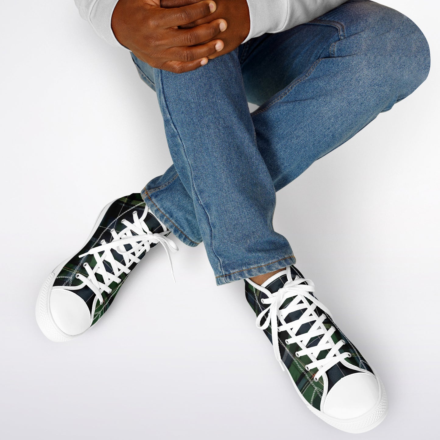 Green Tartan High Tops - Festival Sneakers