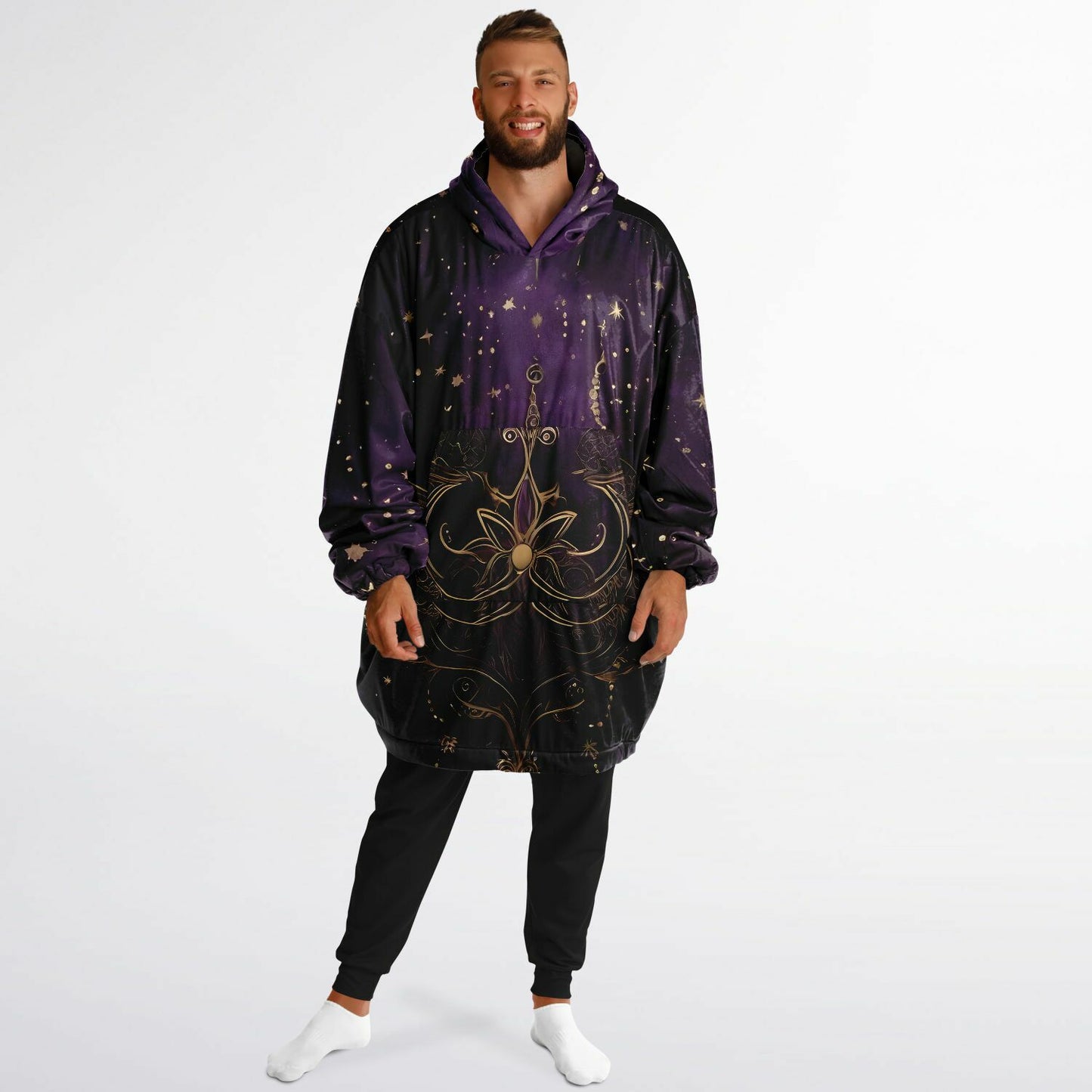 Celestial Purple Snug Hoodie - Festival Fleece Wearable Hoodie - Essentials Hoodie