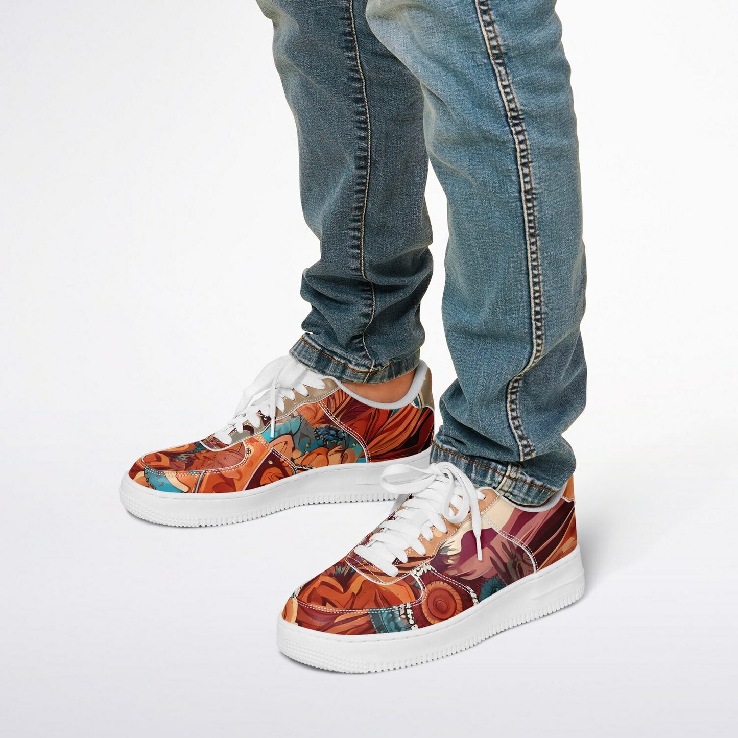 Boho Sunflower Festival Trainers - Rave Shoes with Bright Abstract Pattern