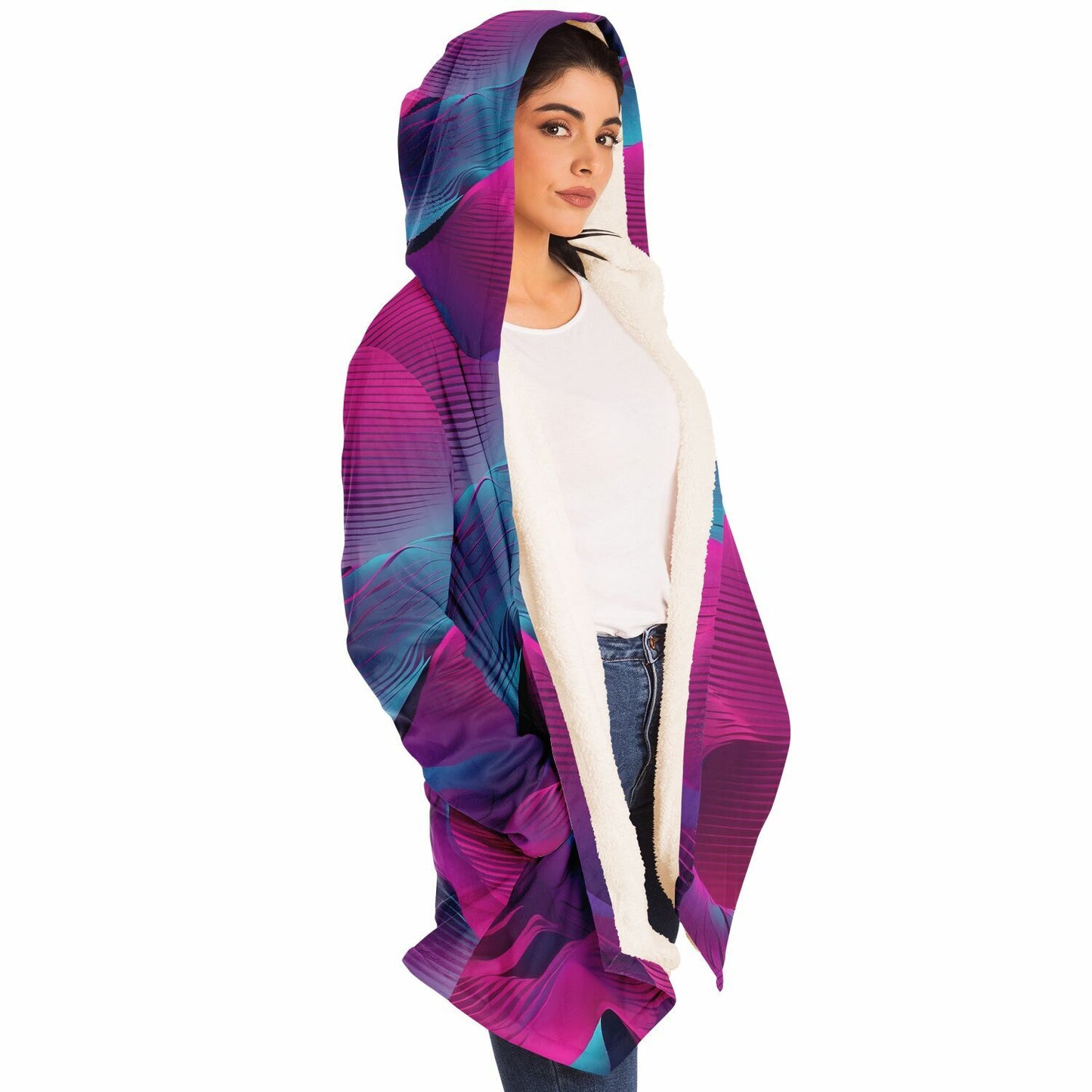 Electric Pink Hooded Cloak - Fleece Cloak Ideal for Raves and Festivals