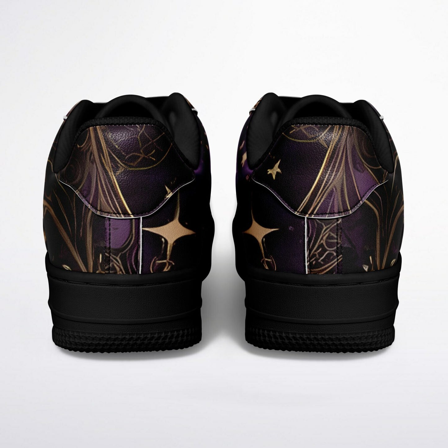Celestial Purple Boho Rave Shoes - Durable Festival Trainers with Purple and Gold Accents