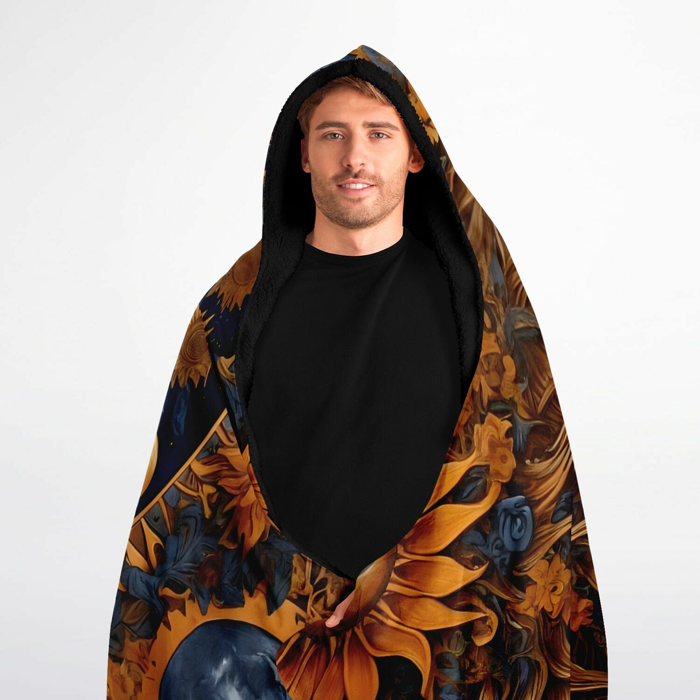 Boho Hooded Blanket - Festival Style Sherpa Fleece with Boho Woman Artwork