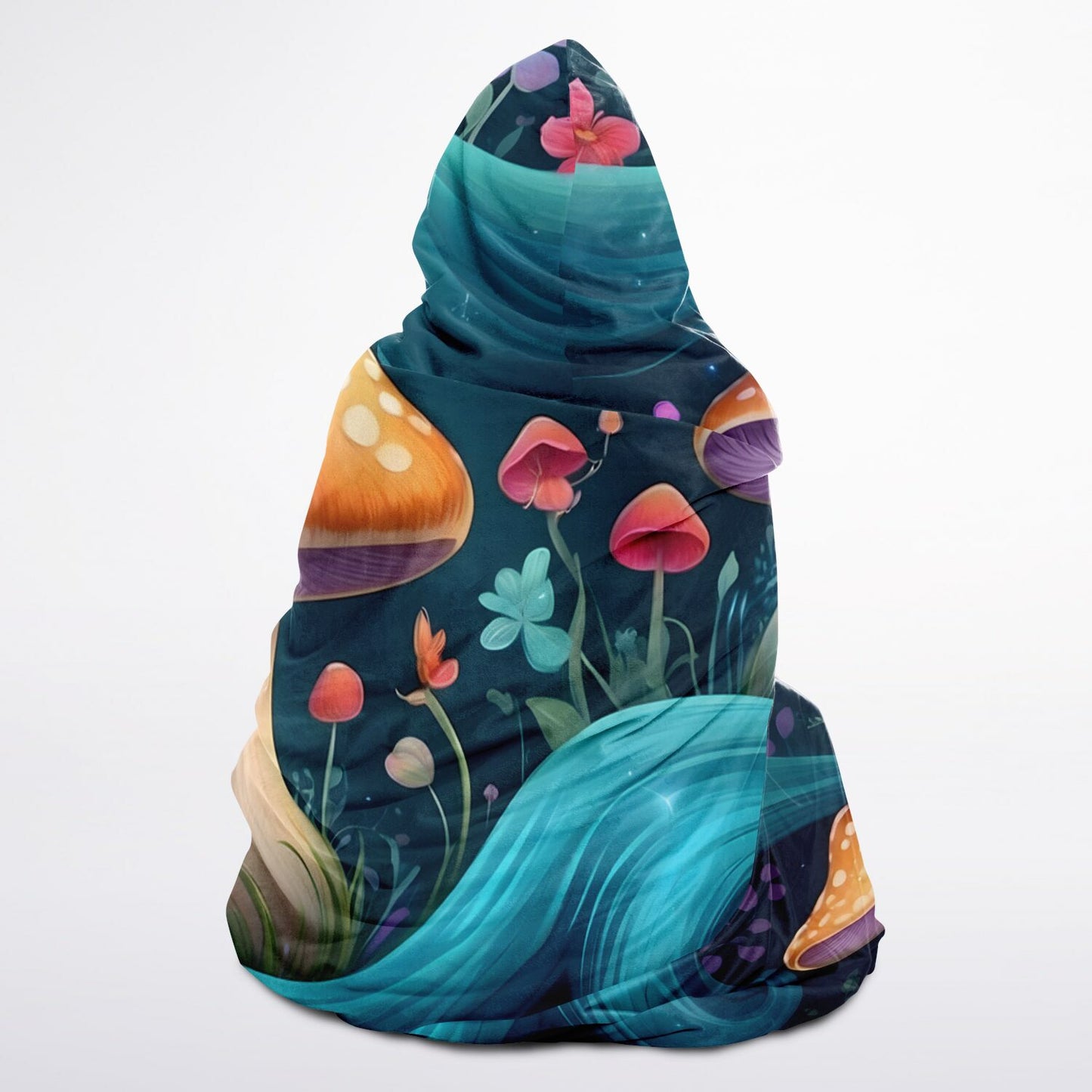 Magical Mushrooms Hooded Blanket - Ultra-Soft Hoodie Blanket with Mushroom Pattern