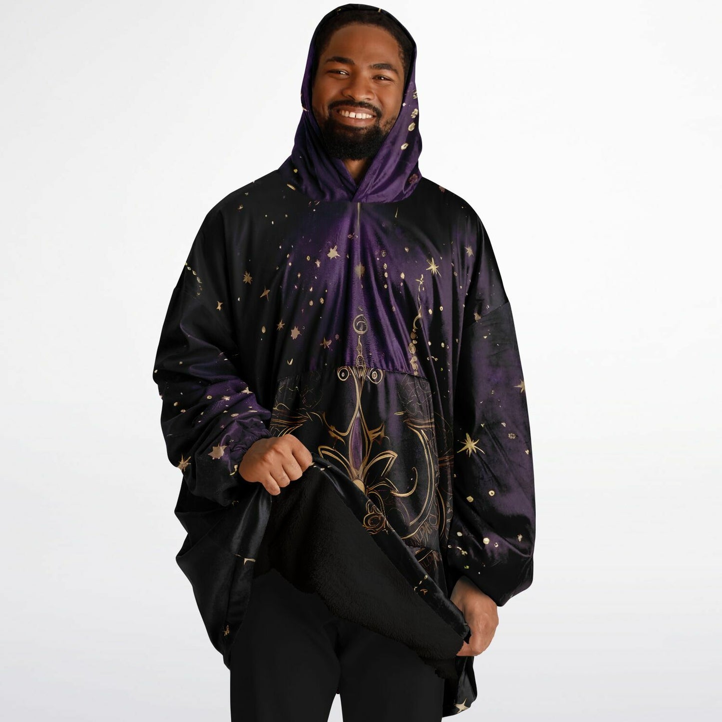 Celestial Purple Snug Hoodie - Festival Fleece Wearable Hoodie - Essentials Hoodie