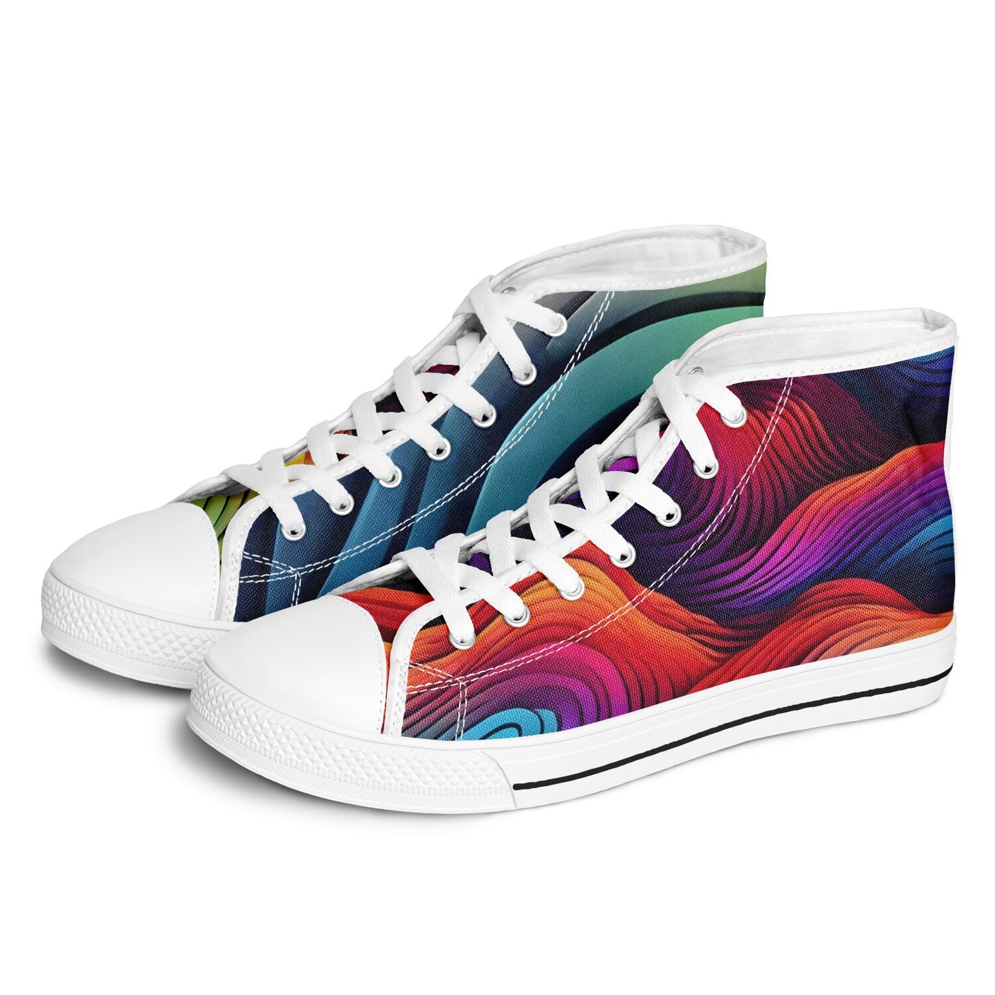 Neon Rainbow High Tops - Rave Shoes with A Bold Style and All-Day Comfort