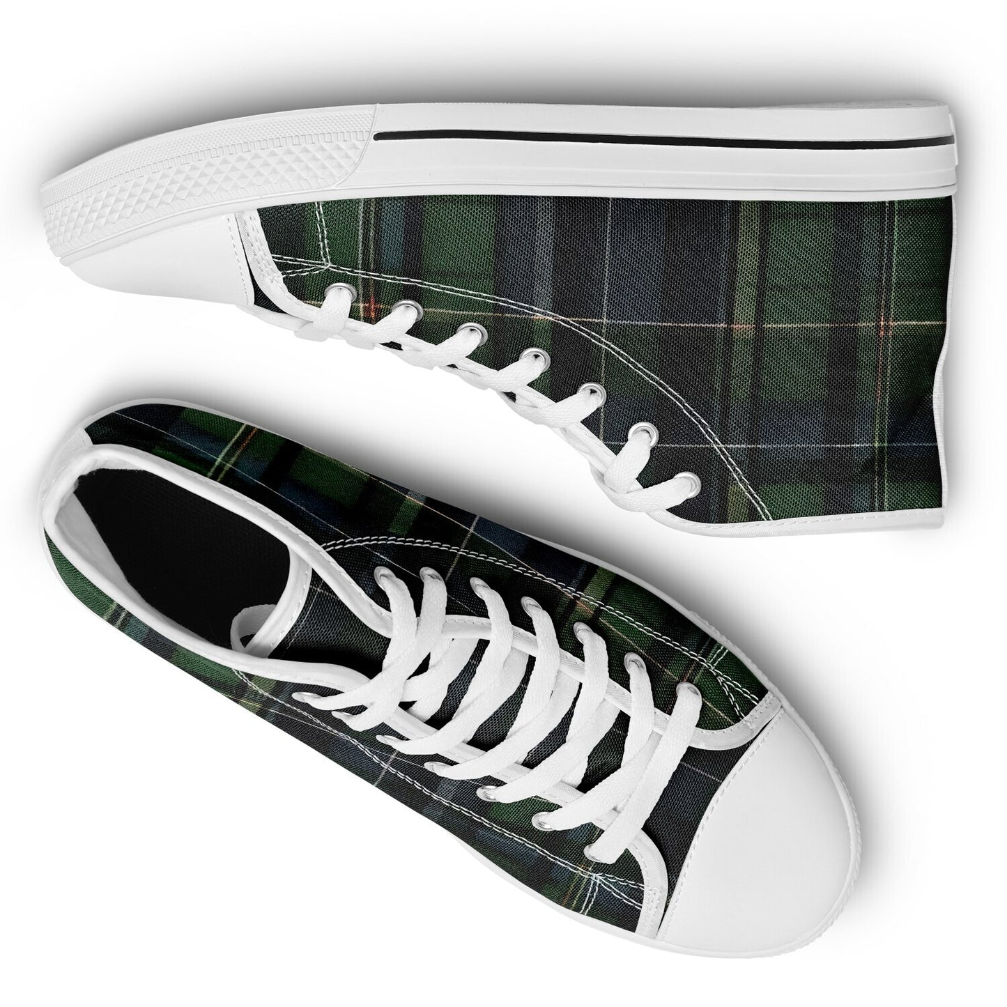 Green Tartan High Tops - Festival Sneakers