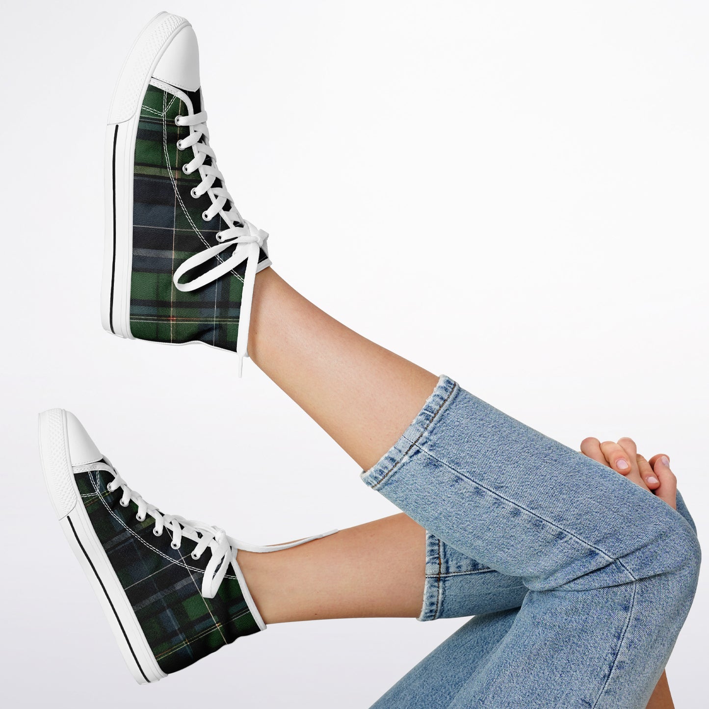 Green Tartan High Tops - Festival Sneakers