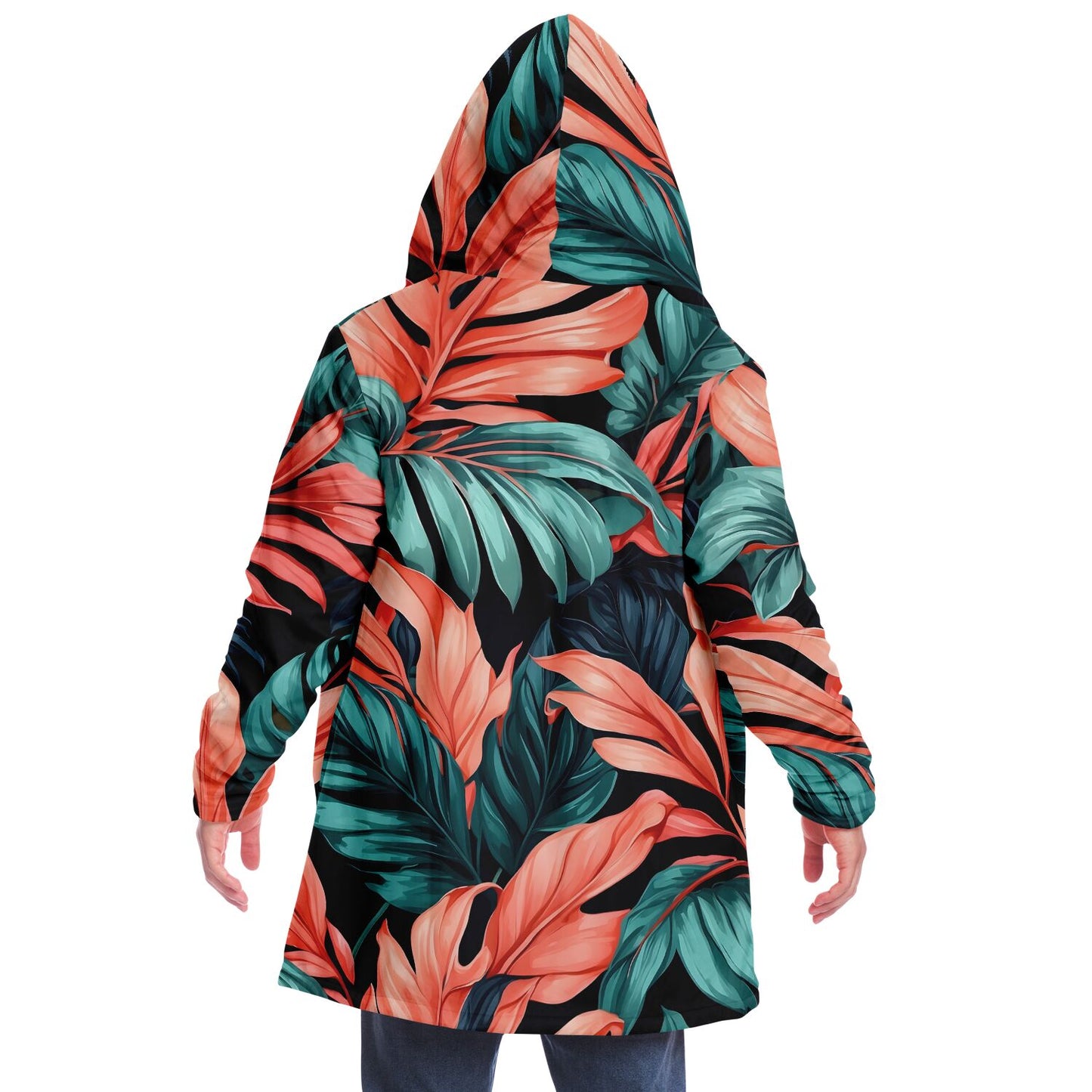 Festival Style Hooded Cloak - Fleece Cloak with Bold Floral Patterns