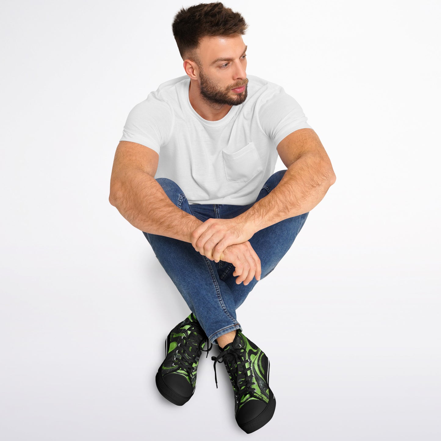 Green Swirls High Tops - Rave Shoes with A Bold Style and All-Day Comfort
